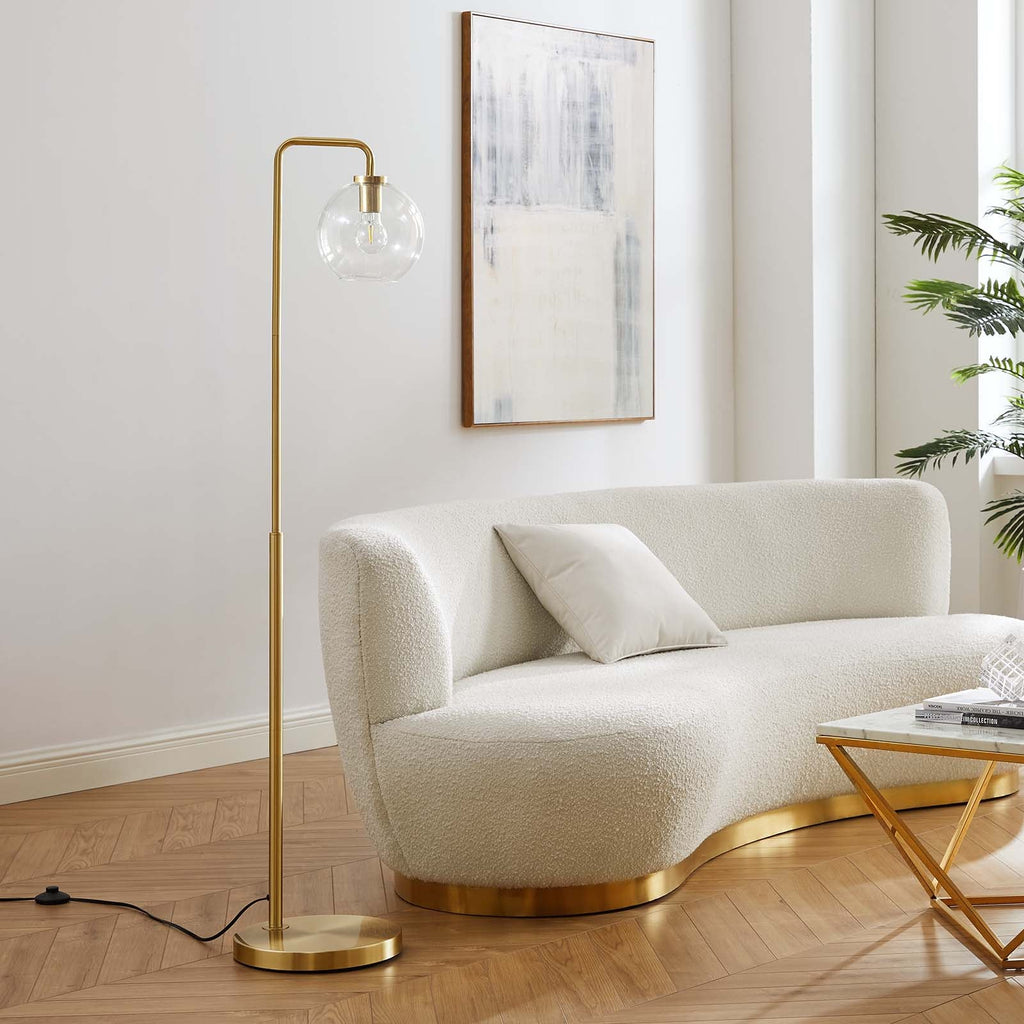 Silo Glass Globe Glass and Metal Floor Lamp by Modway