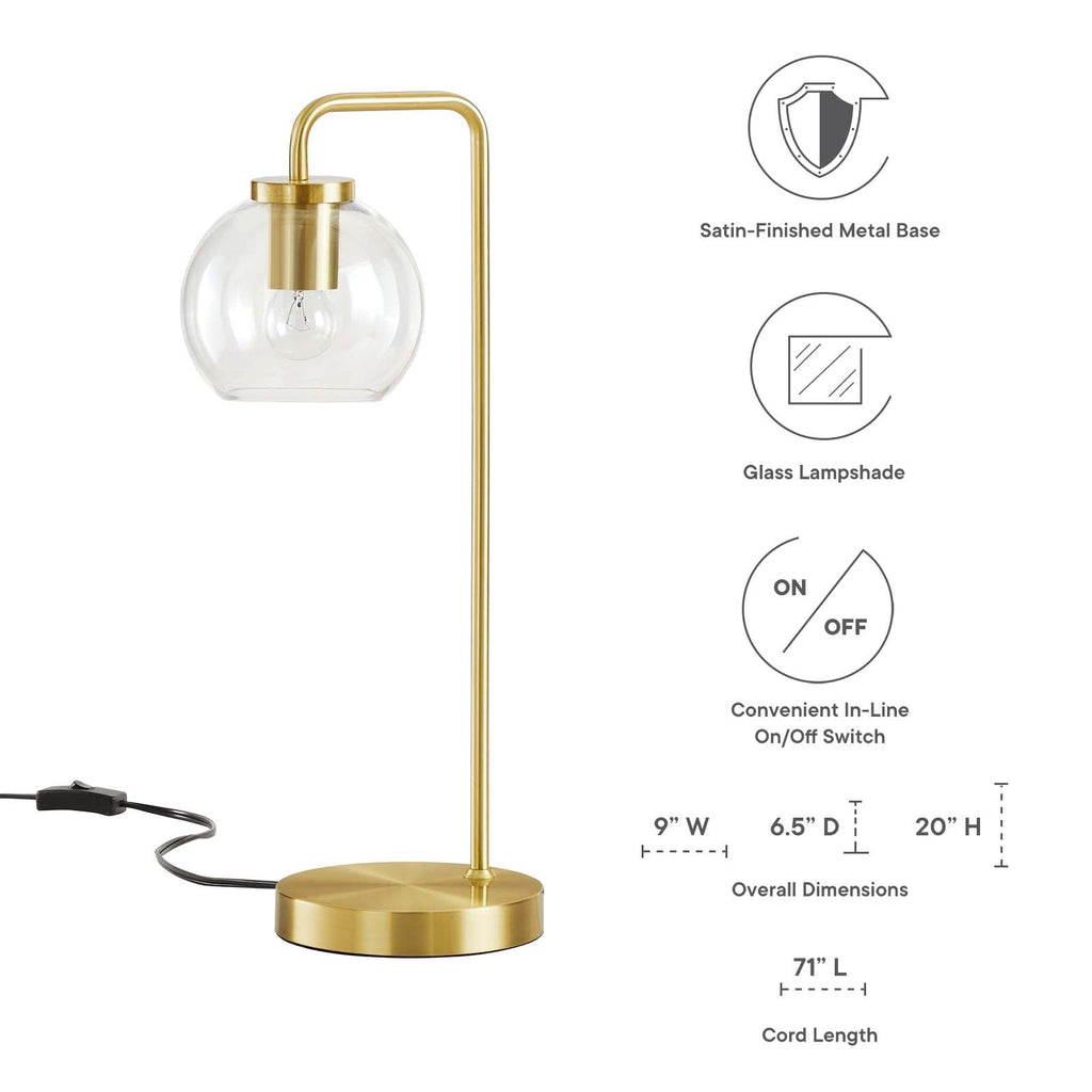 Silo Glass Globe Glass and Metal Table Lamp by Modway