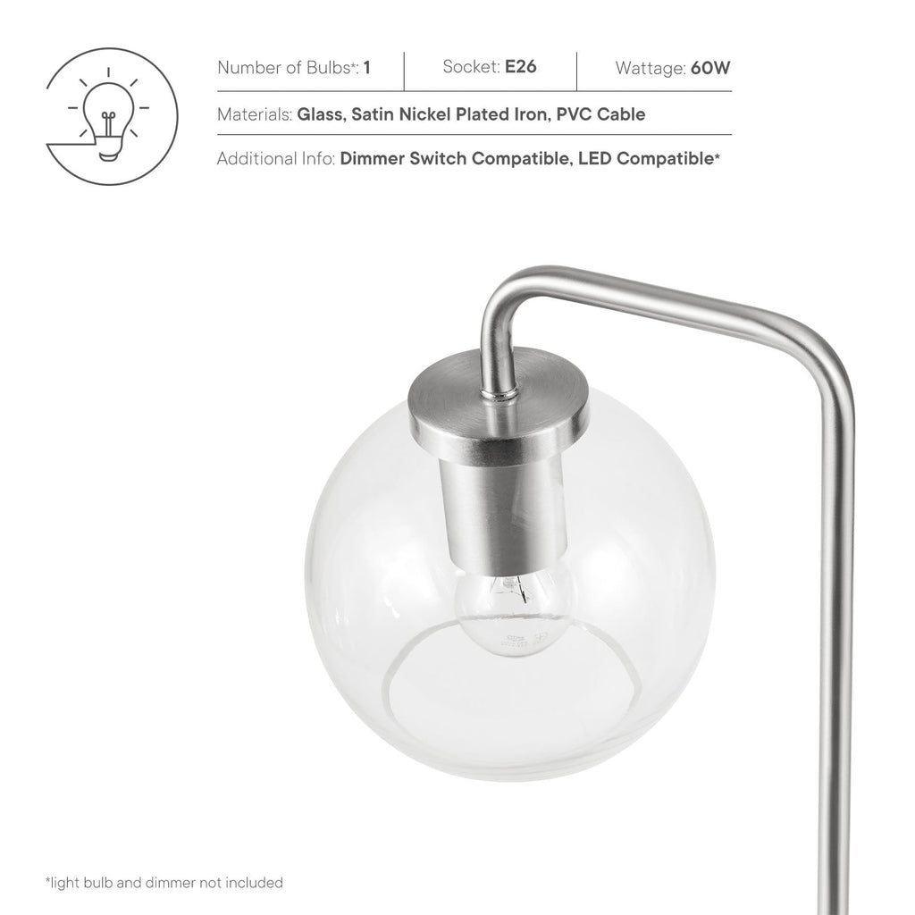 Silo Glass Globe Glass and Metal Table Lamp by Modway