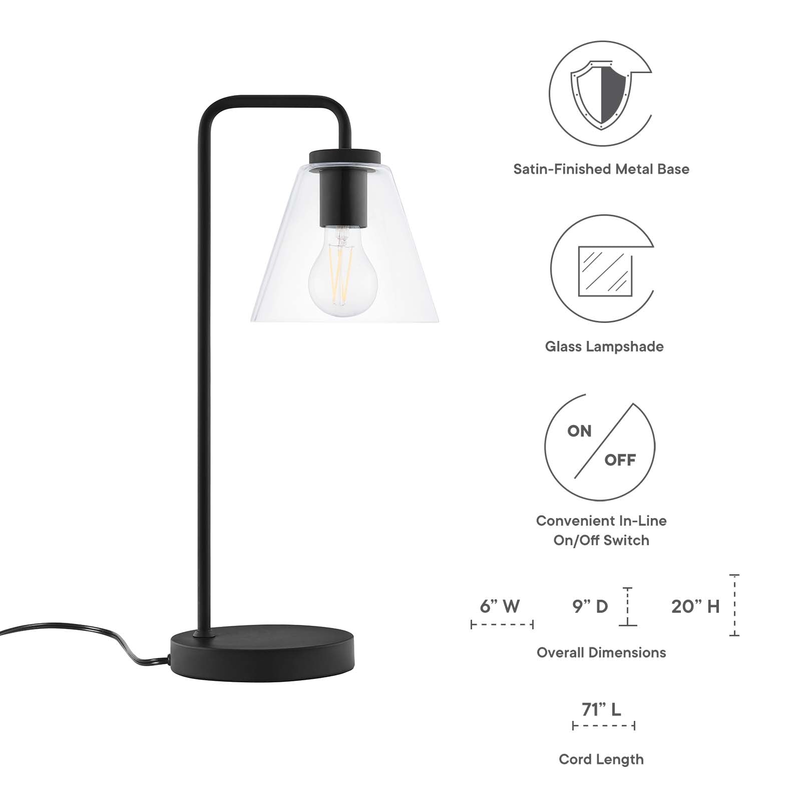 Element Glass Table Lamp by Modway
