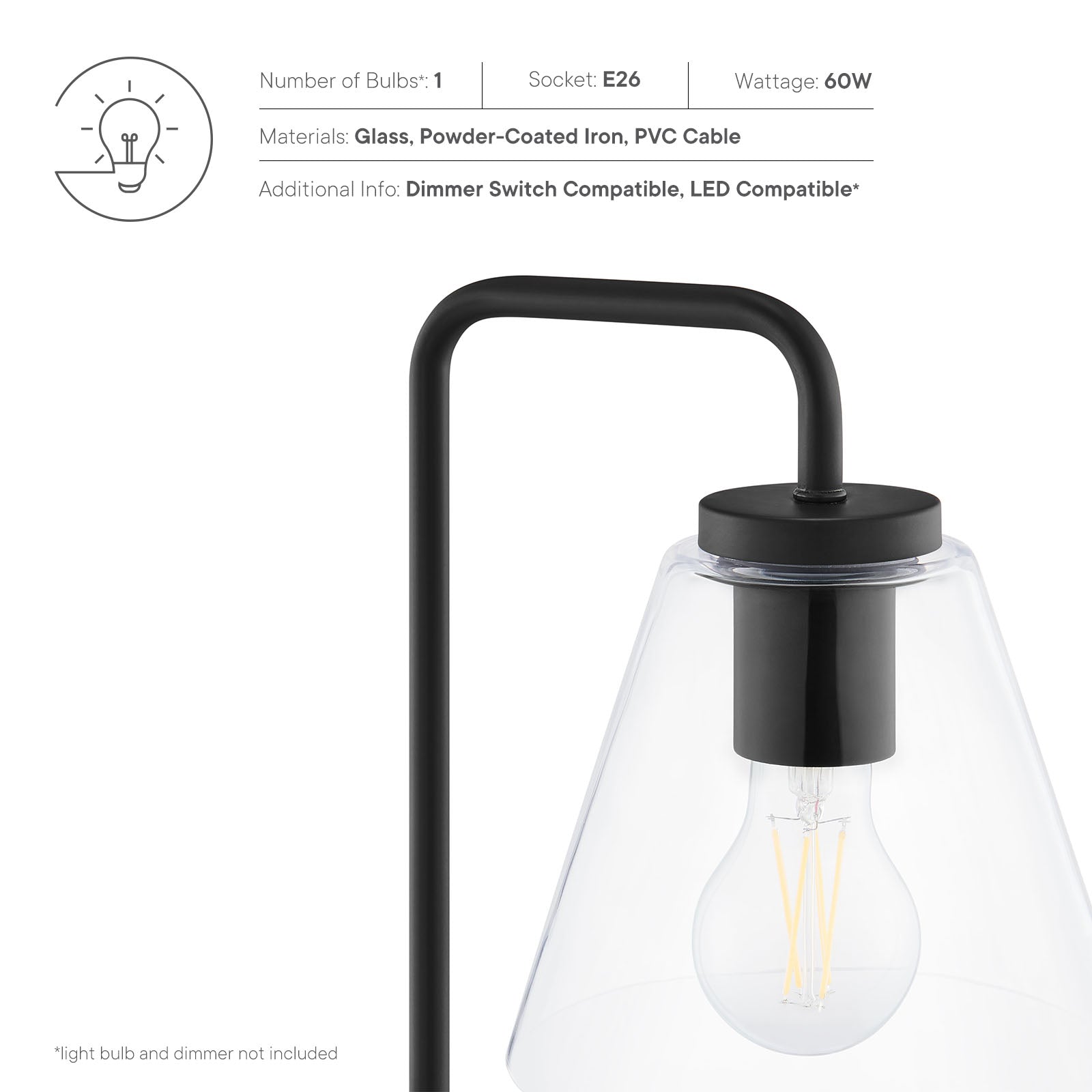 Element Glass Table Lamp by Modway