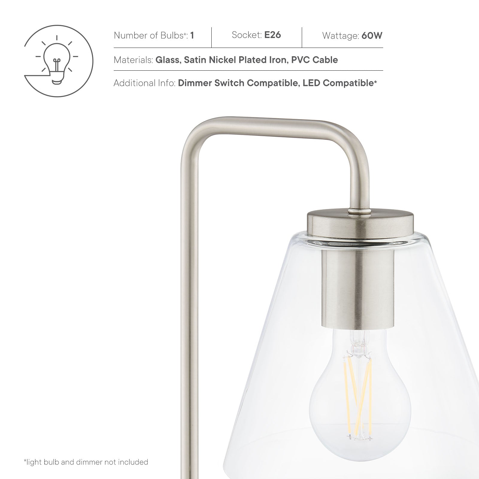 Element Glass Table Lamp by Modway