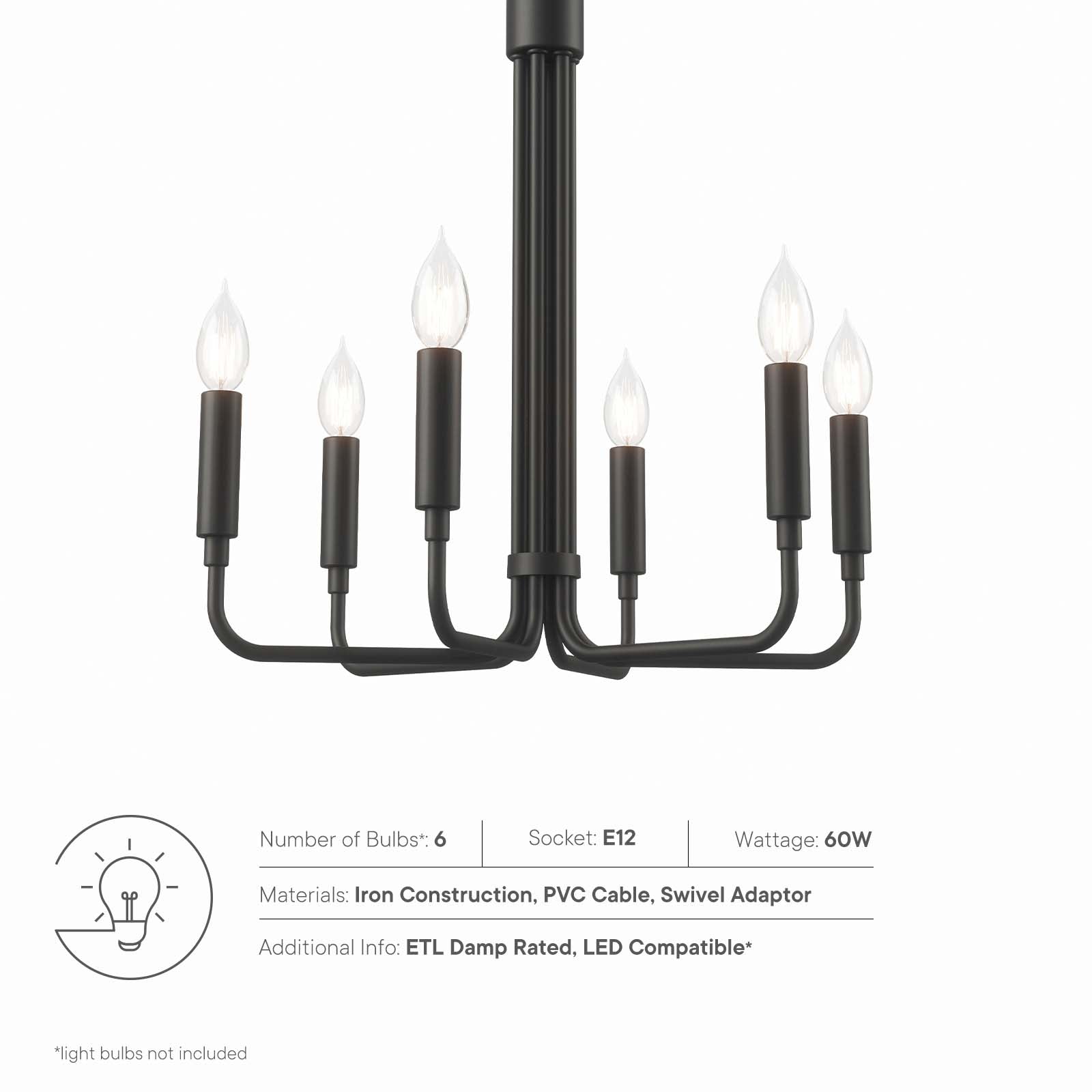 Rekindle 6-Light Chandelier by Modway