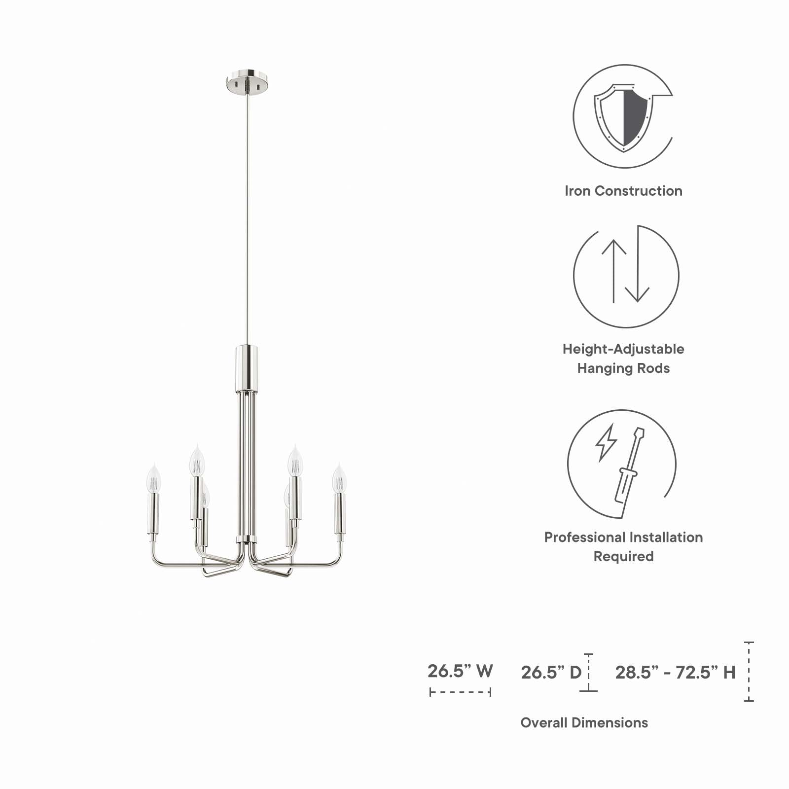 Rekindle 6-Light Chandelier by Modway