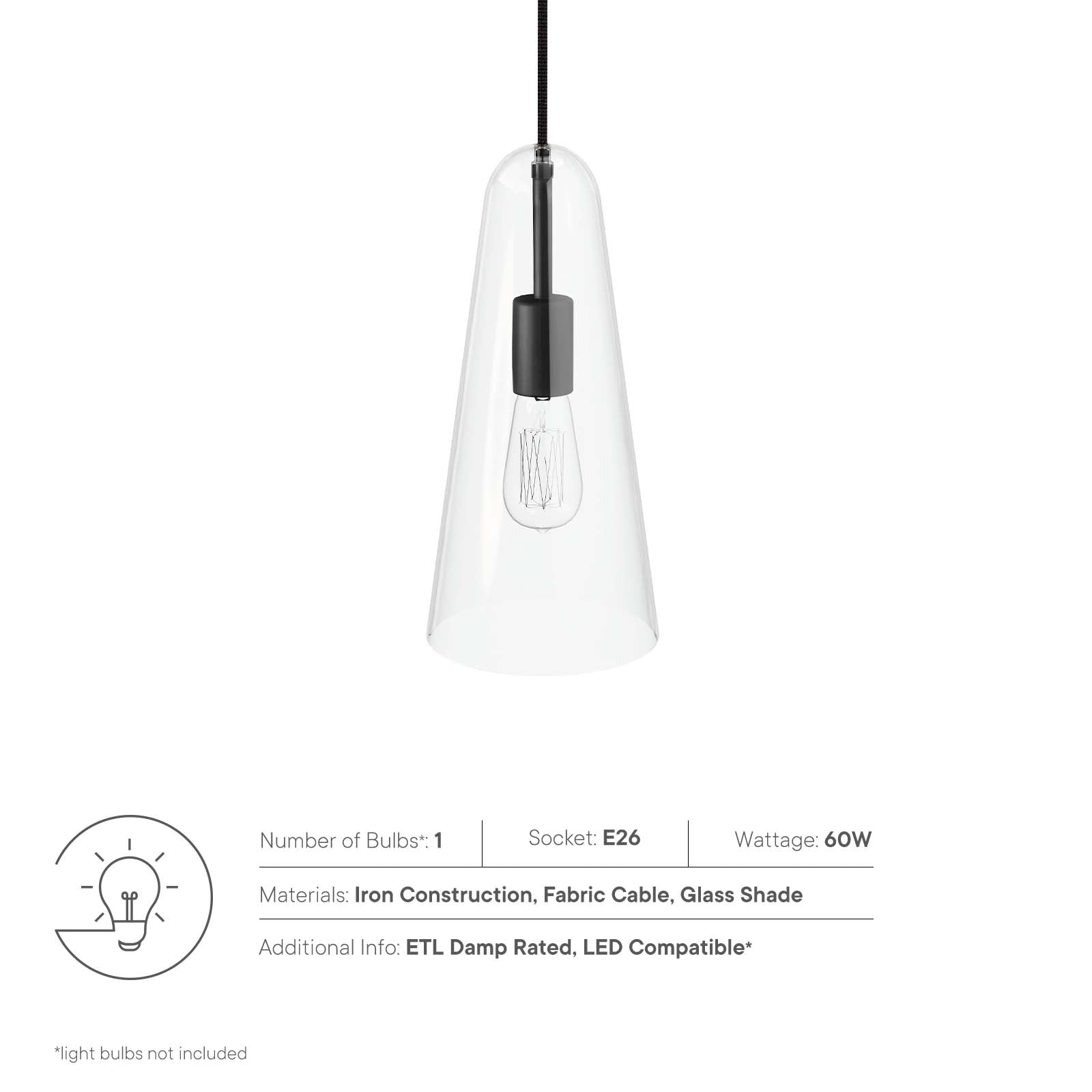 Beacon 1-Light Pendant Light by Modway