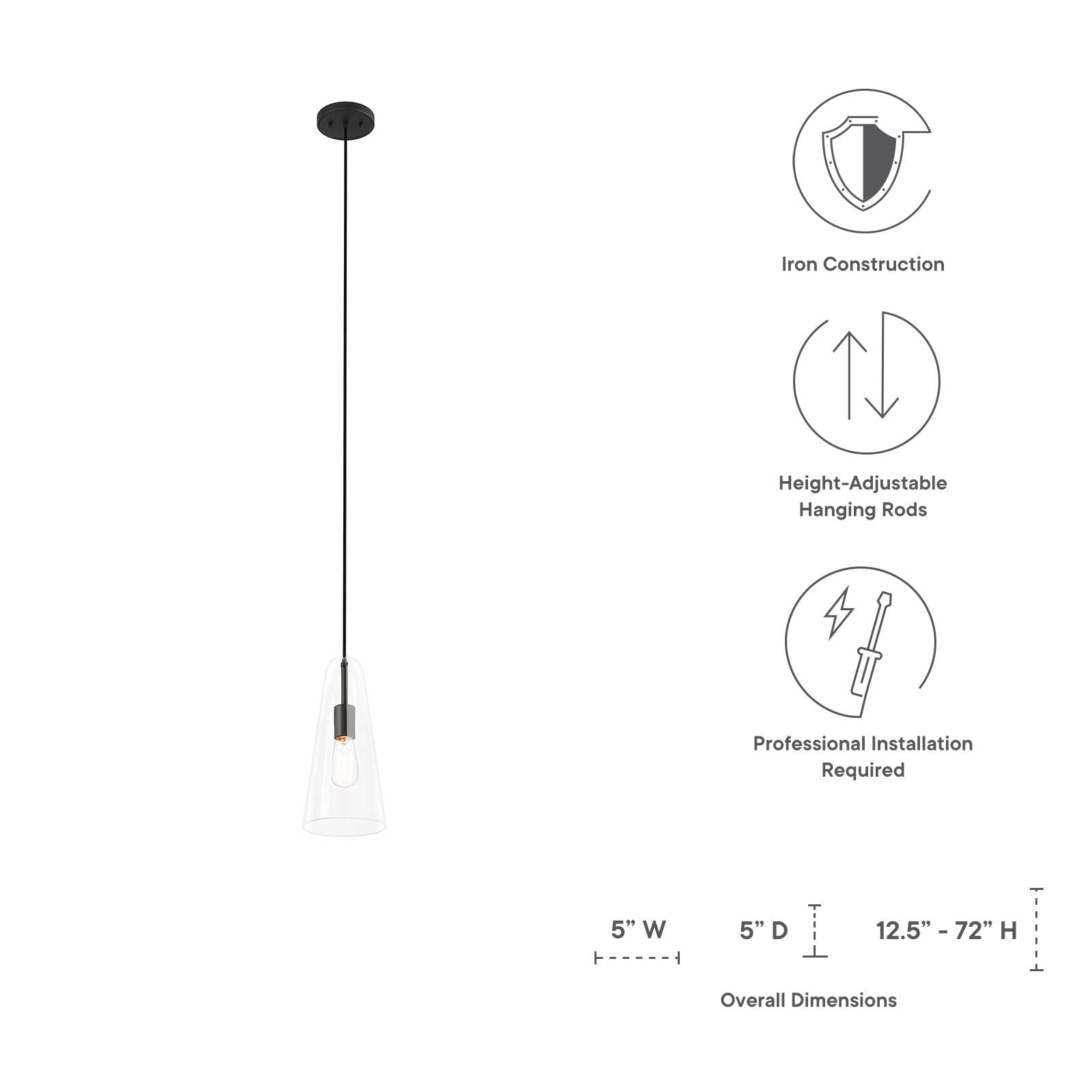 Beacon 1-Light Pendant Light by Modway