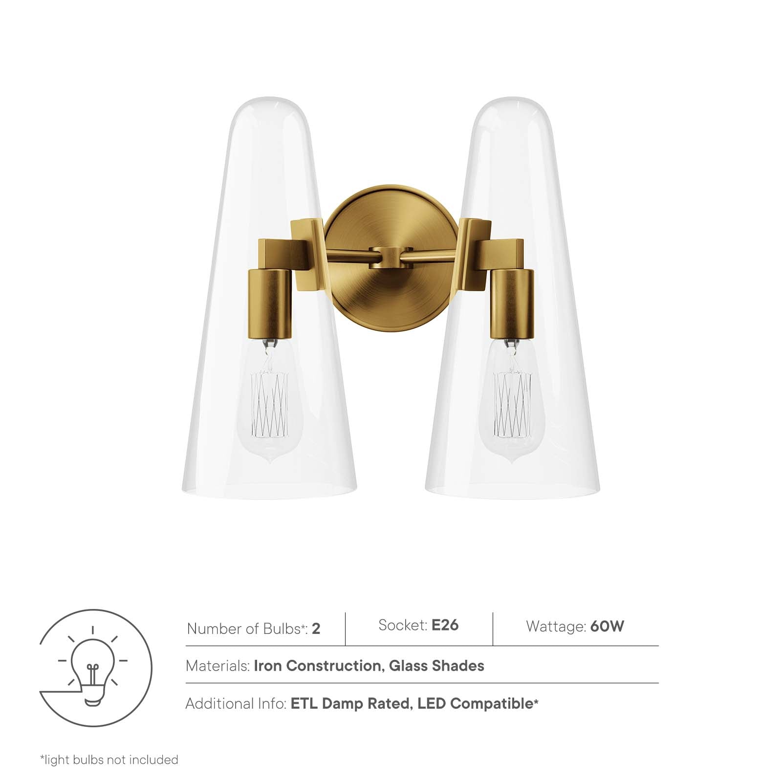 Beacon 2-Light Wall Sconce by Modway