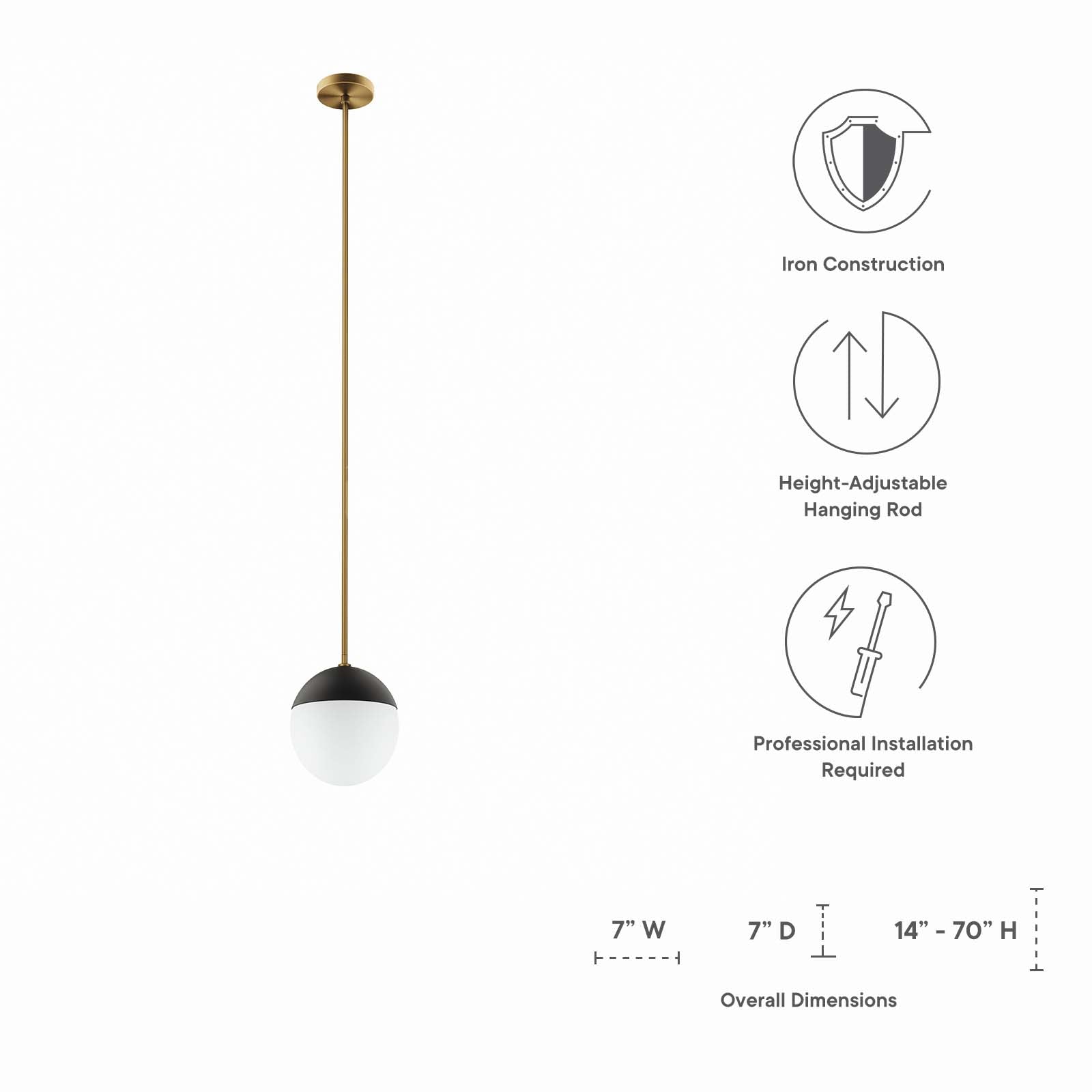Stellar 1-Light Pendant Light by Modway