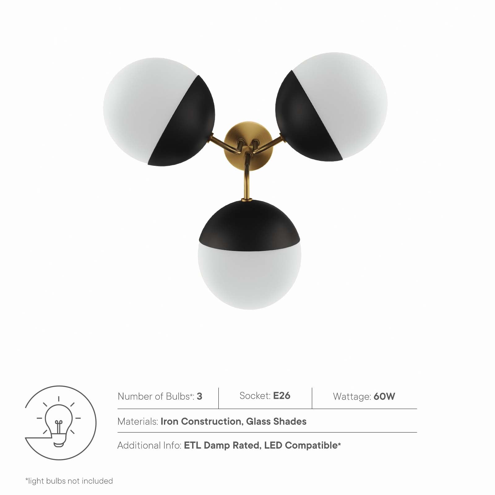 Stellar 3-Light Semi-Flush Ceiling Light by Modway