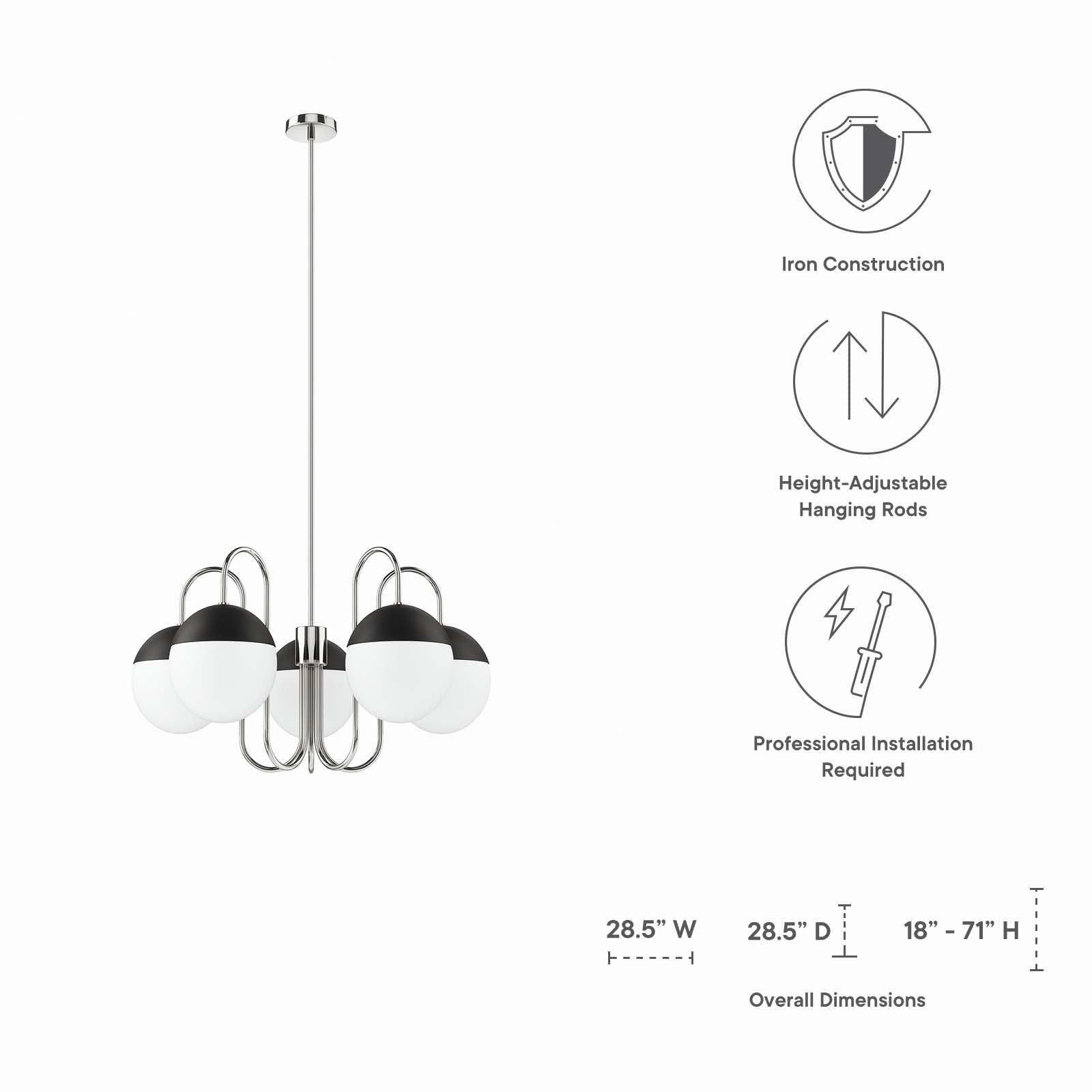 Stellar 5-Light Chandelier by Modway