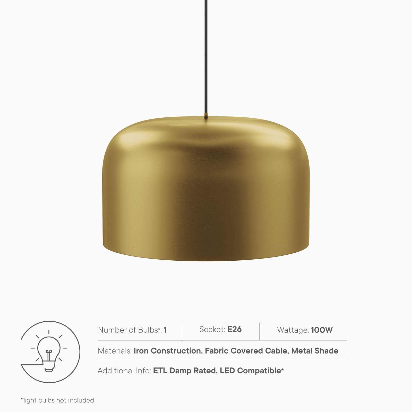 Avenue 1-Light Pendant Light by Modway