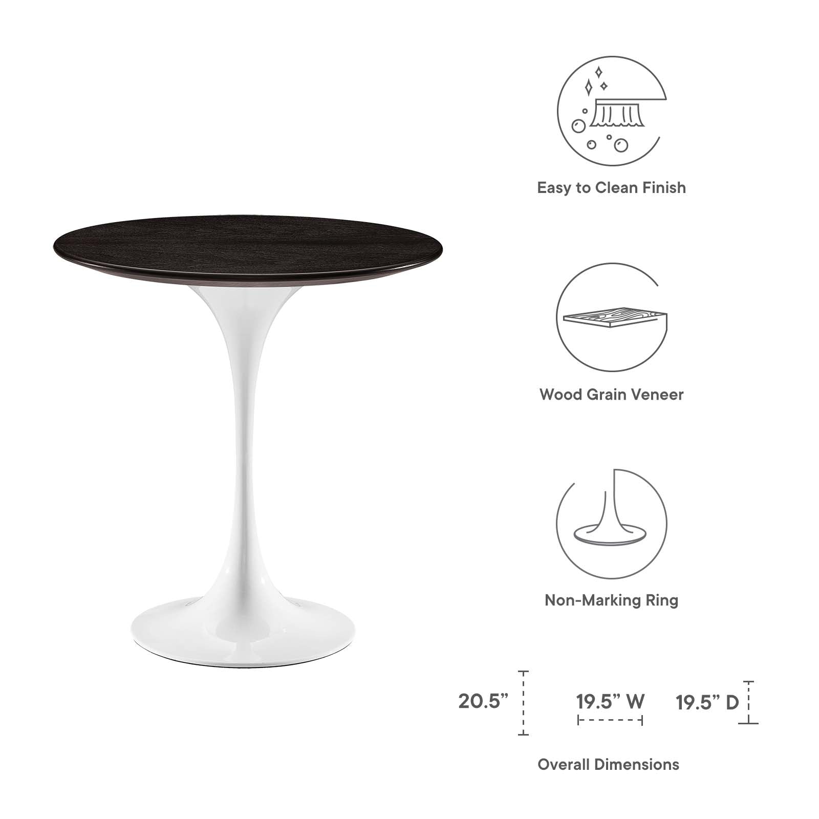 Lippa 20" Round Wood Side Table by Modway