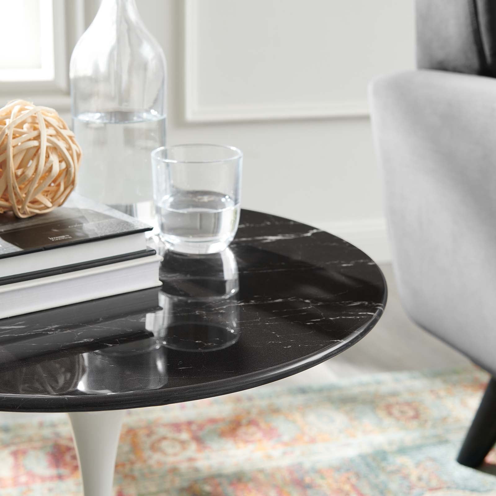 Lippa 20" Round Faux Marble Side Table by Modway