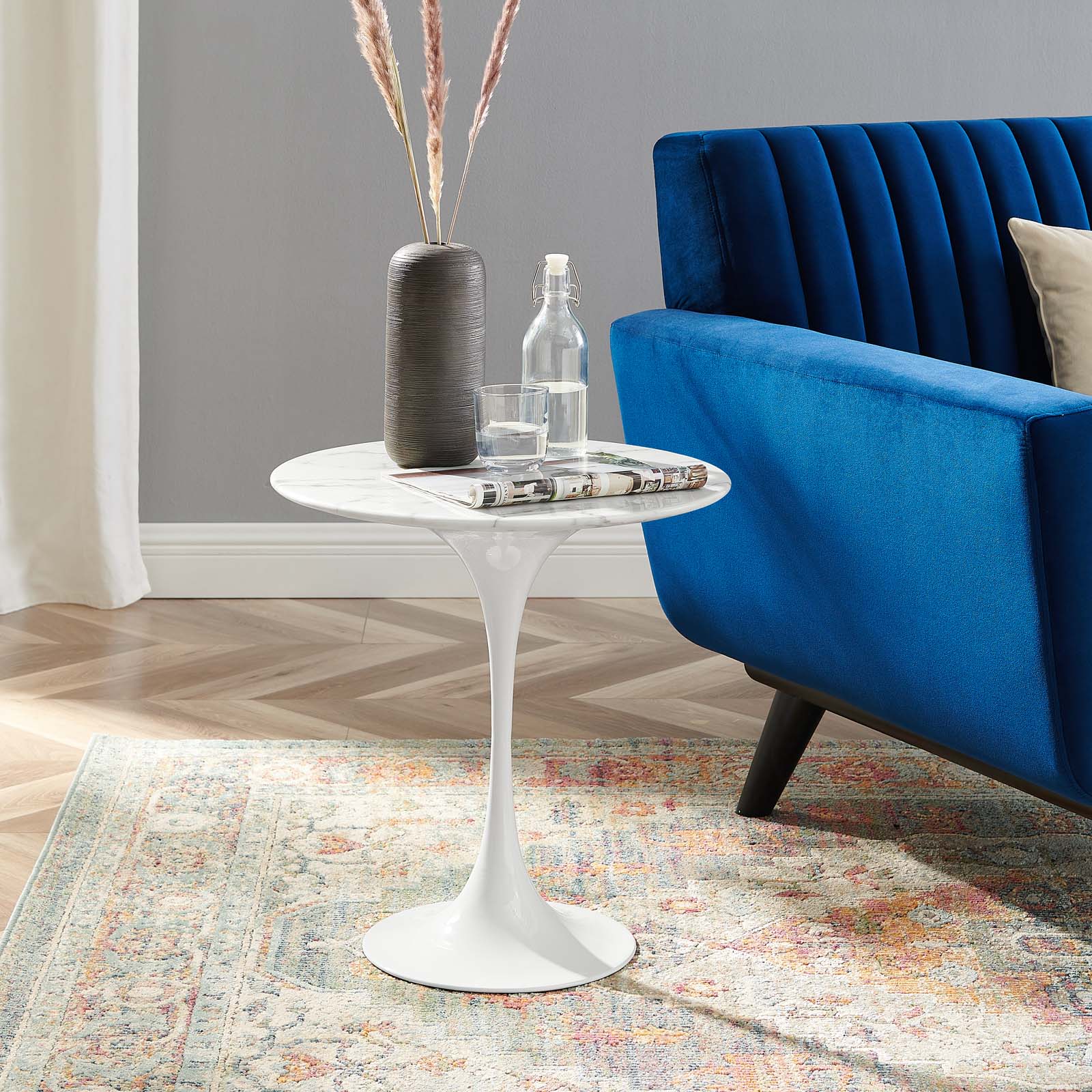 Lippa 20" Round Faux Marble Side Table by Modway
