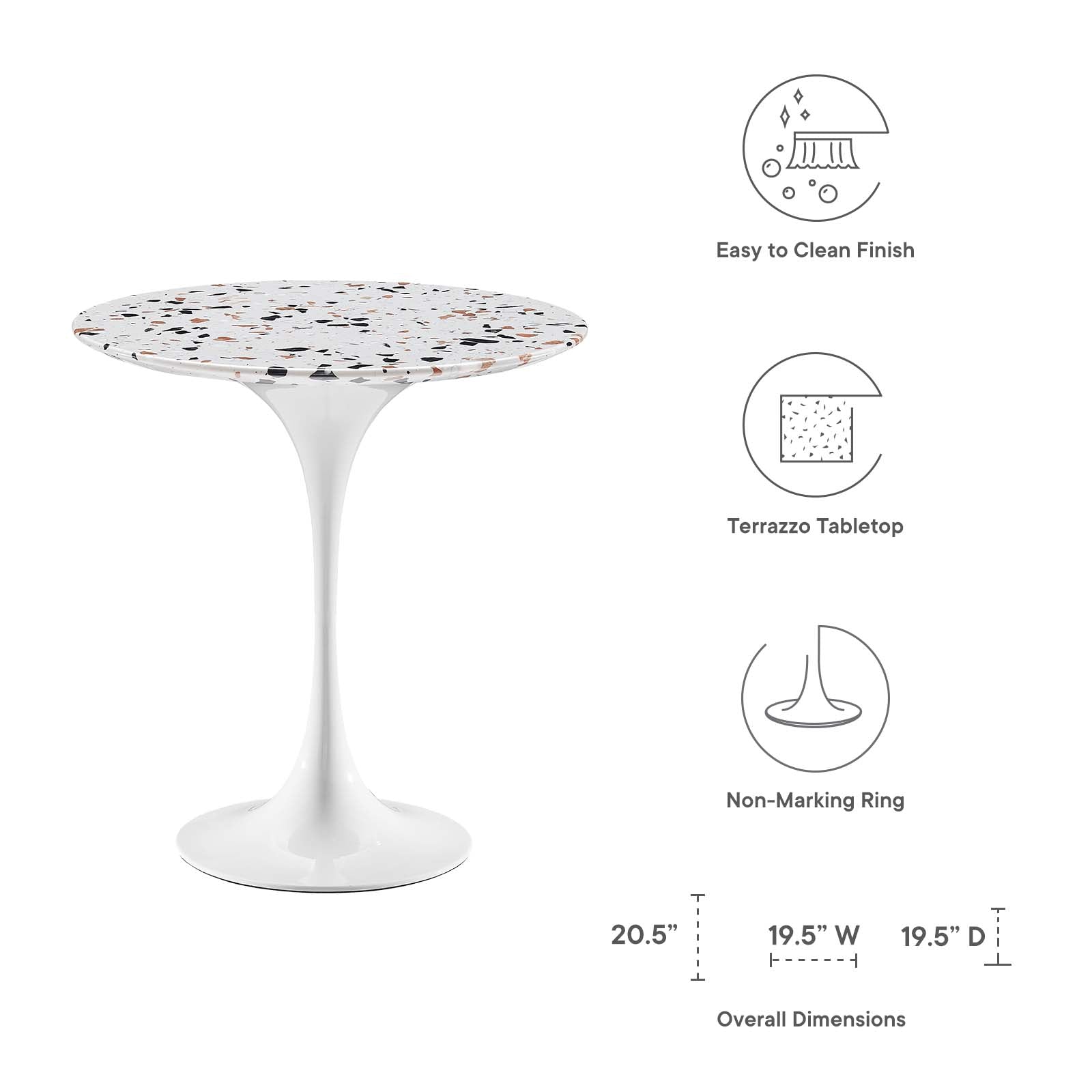 Lippa 20" Round Terrazzo Side Table by Modway
