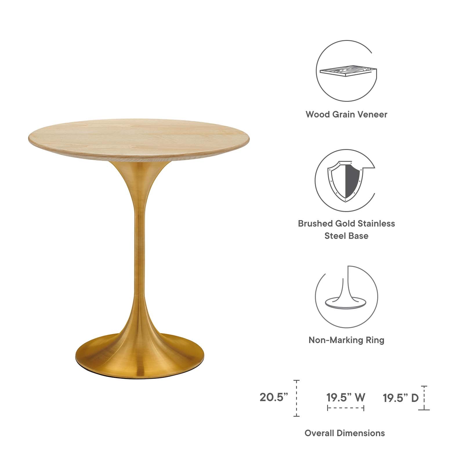 Lippa 20" Round Wood Side Table by Modway