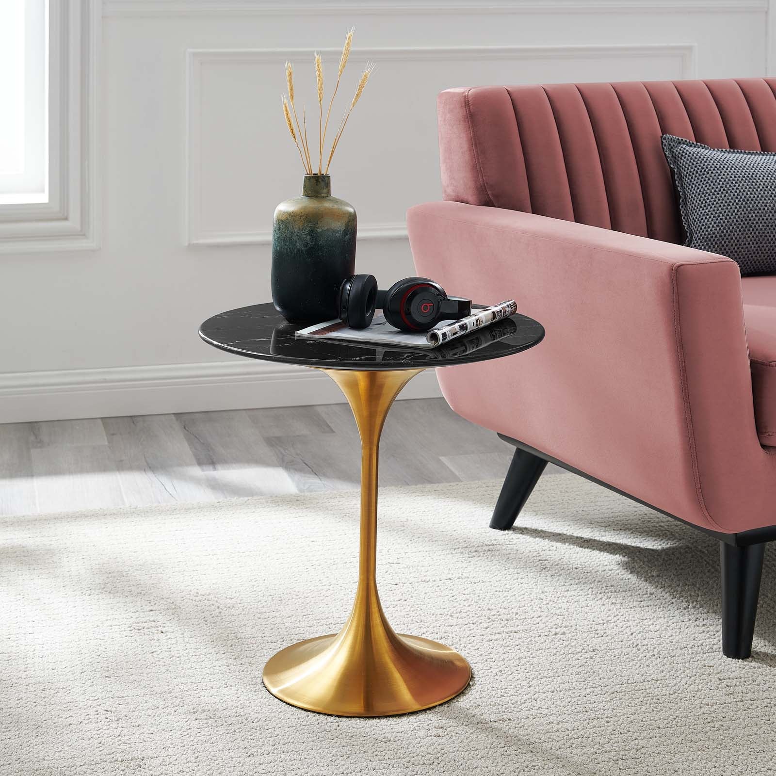 Lippa 20" Round Faux Marble Side Table by Modway