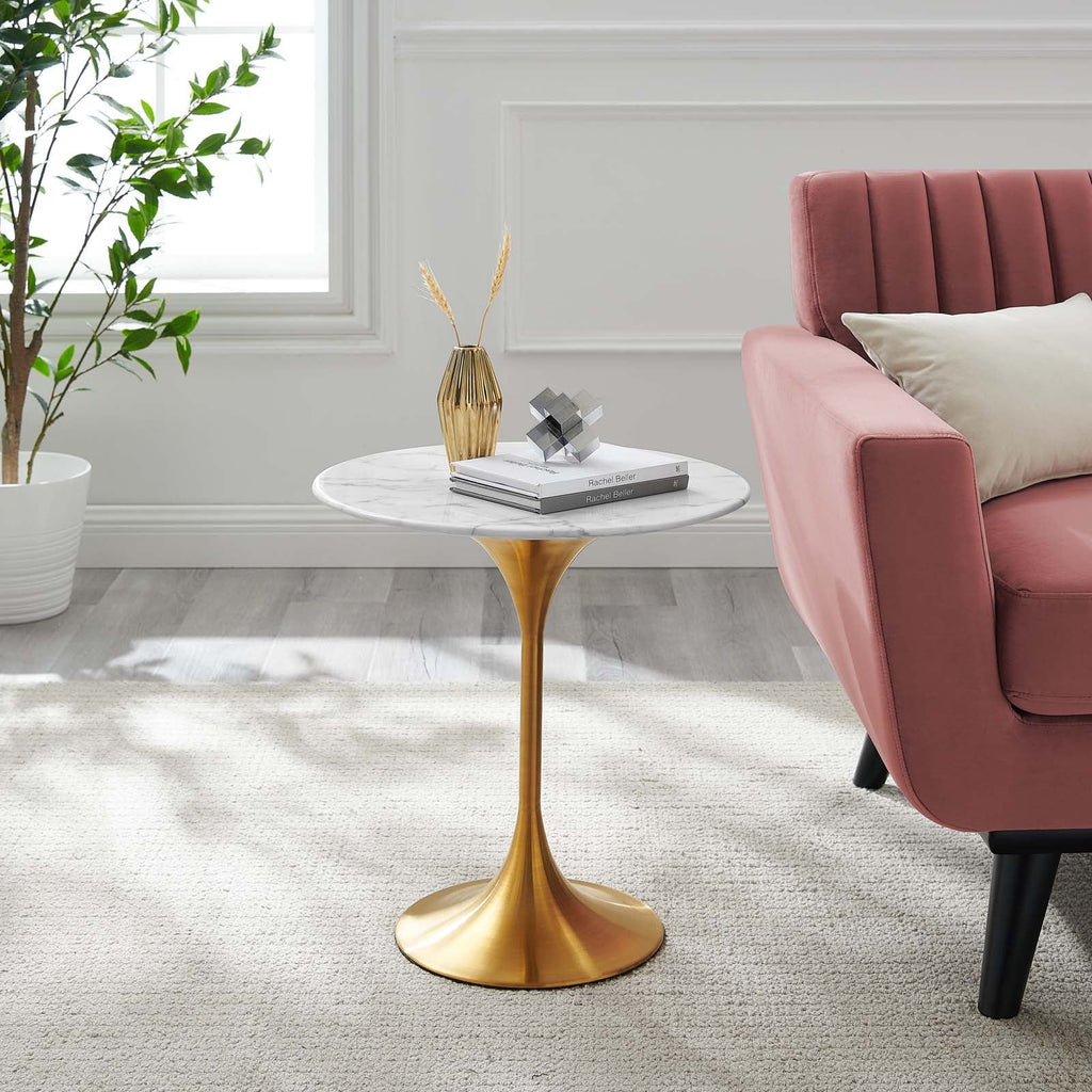 Lippa 20" Round Faux Marble Side Table by Modway