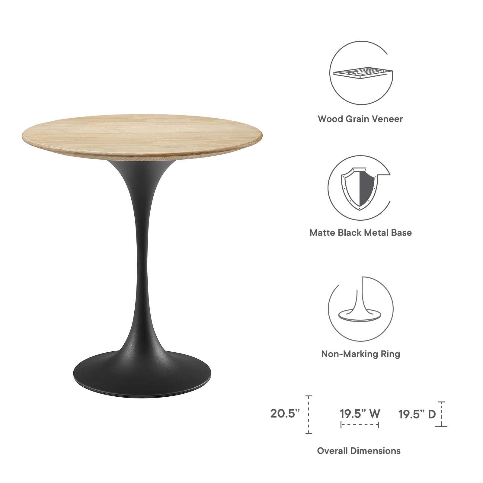 Lippa 20" Round Wood Side Table by Modway