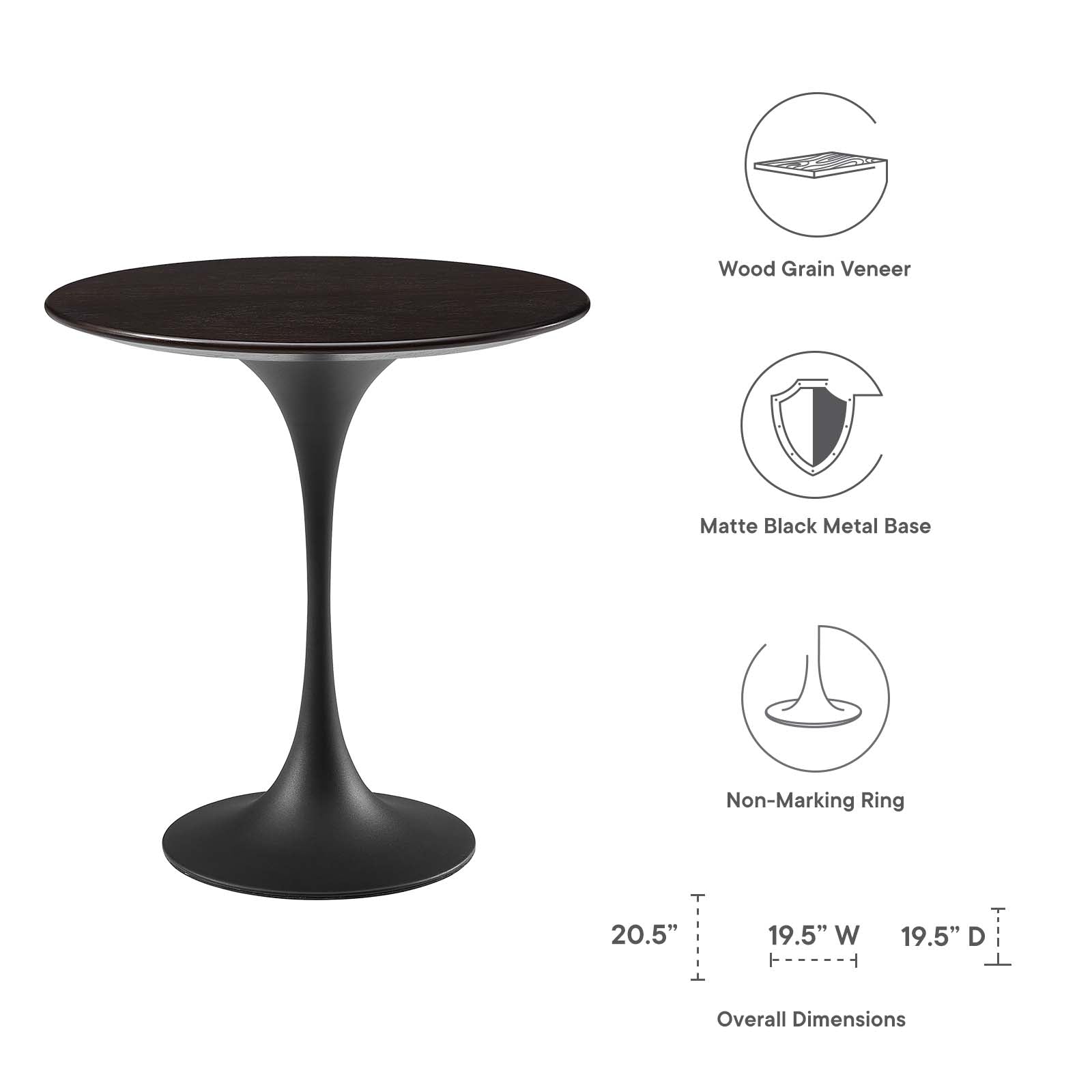 Lippa 20" Round Wood Side Table by Modway