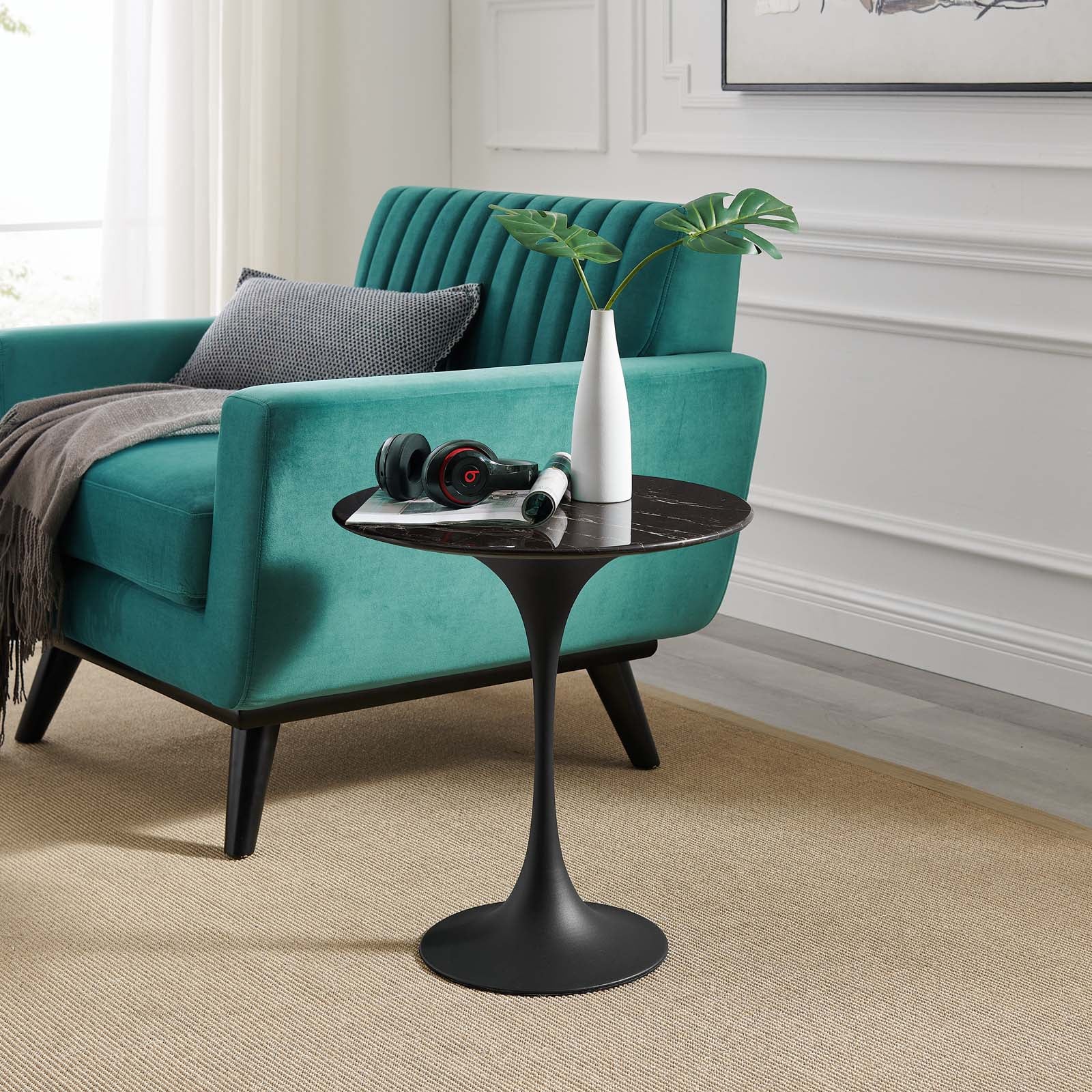 Lippa 20" Round Faux Marble Side Table by Modway