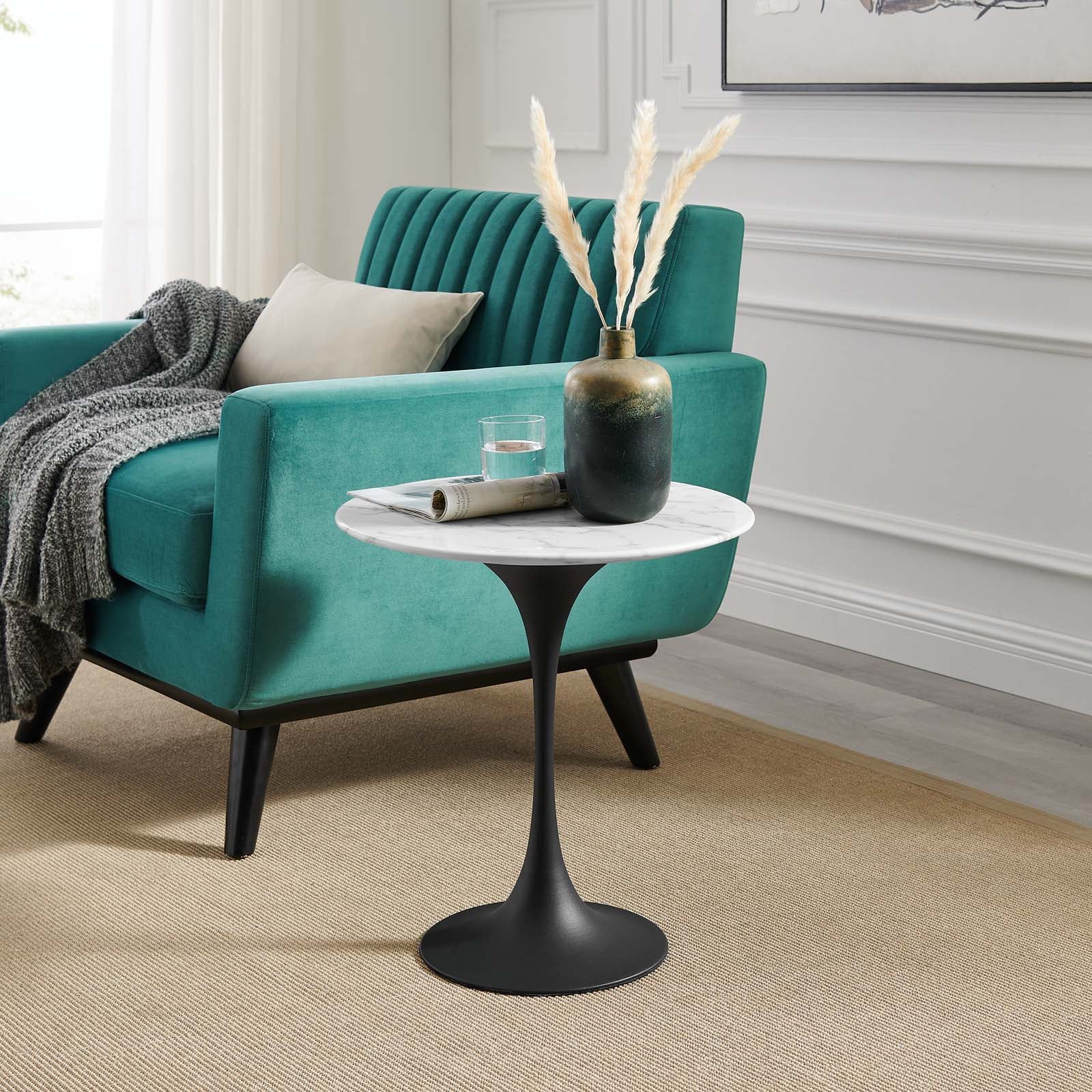 Lippa 20" Round Faux Marble Side Table by Modway