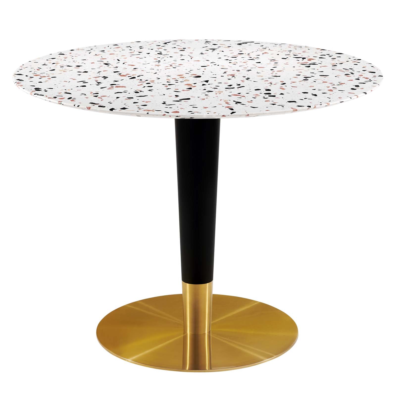 Zinque 40" Round Terrazzo Dining Table in Gold Whi