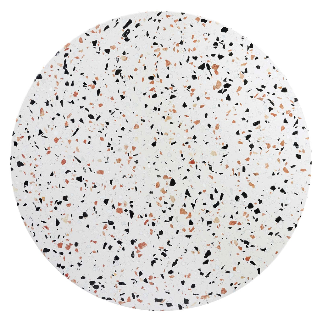 Zinque 40" Round Terrazzo Dining Table in Gold Whi