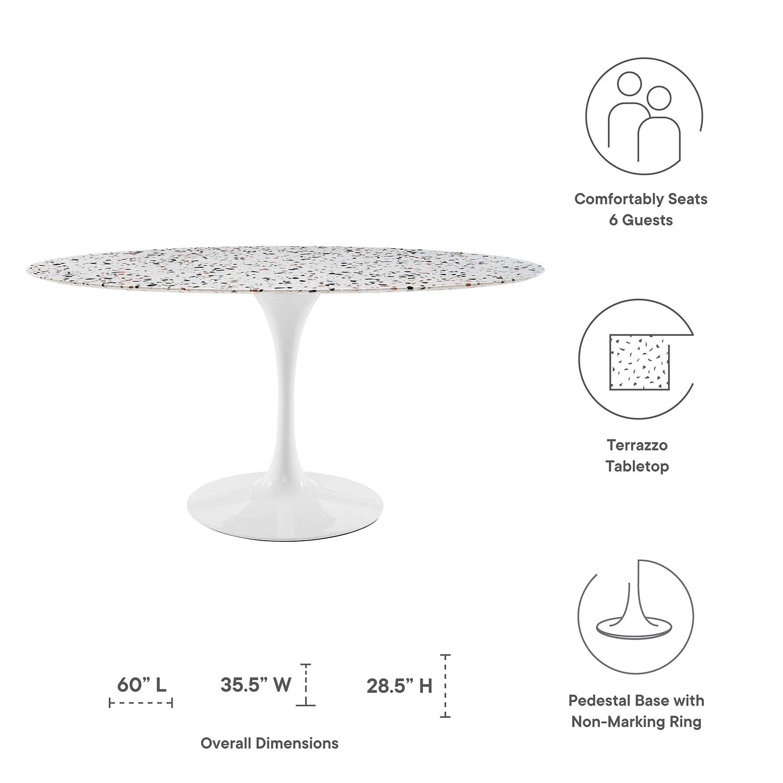 Lippa 60" Oval Terrazzo Dining Table by Modway