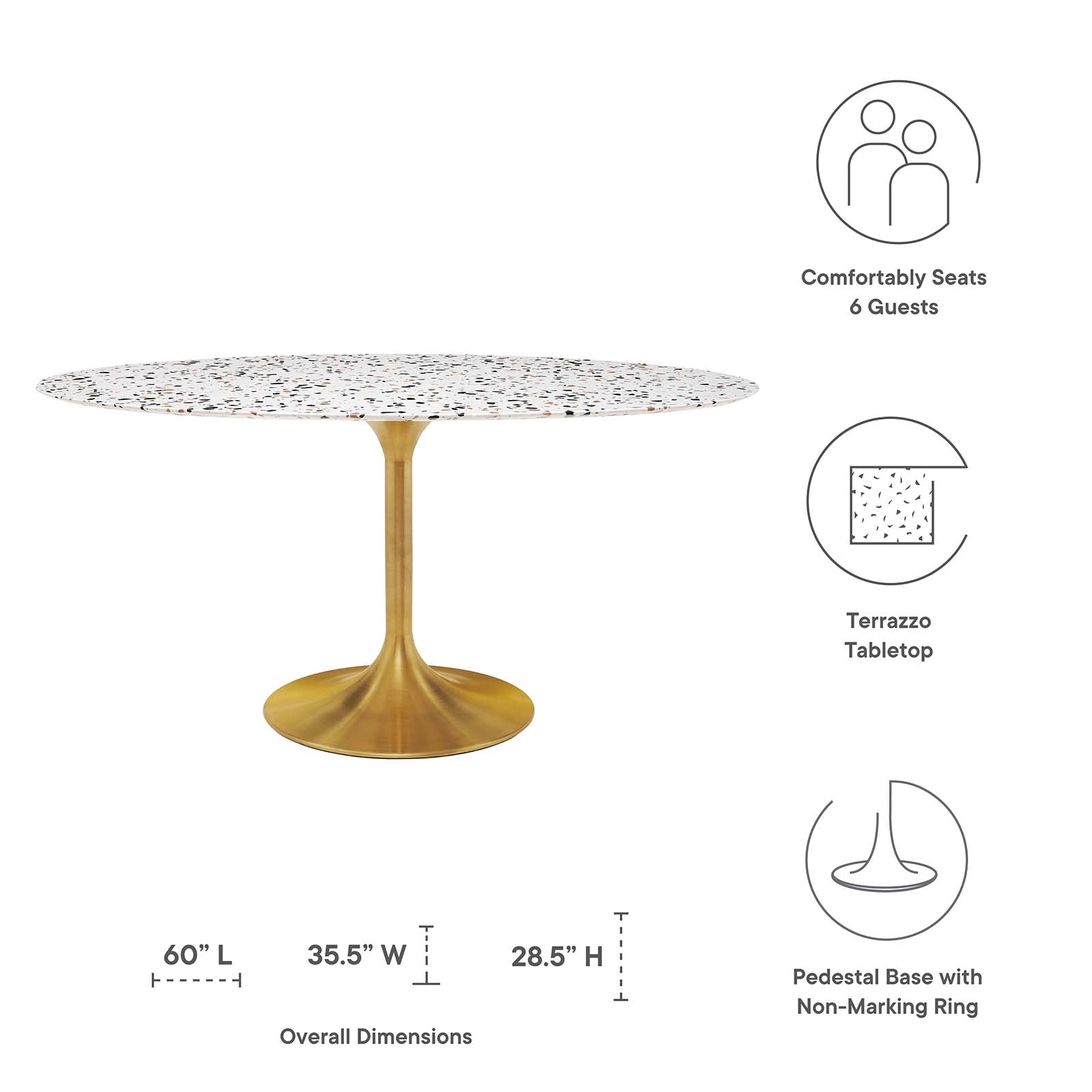Lippa 60" Oval Terrazzo Dining Table by Modway