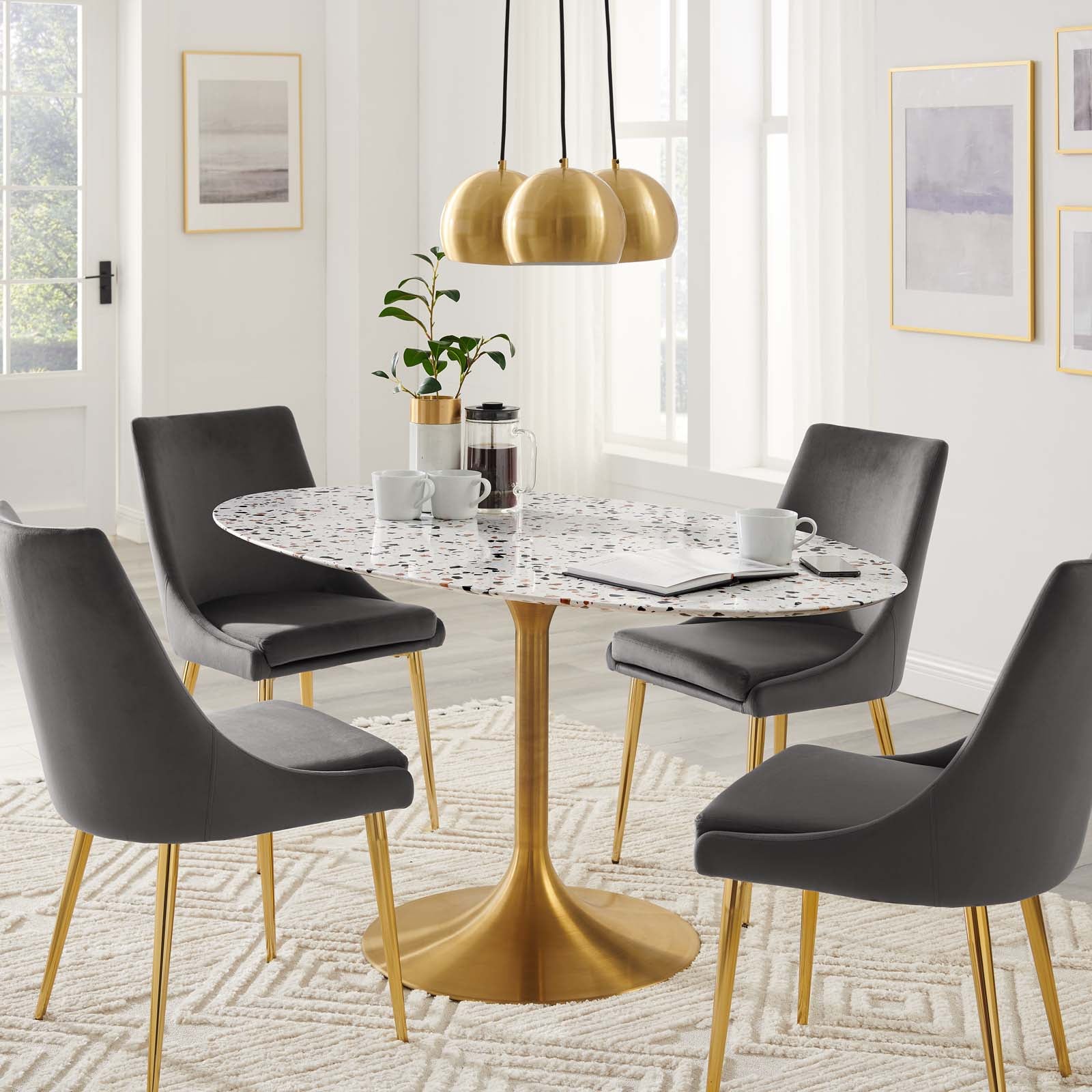 Lippa 60" Oval Terrazzo Dining Table by Modway