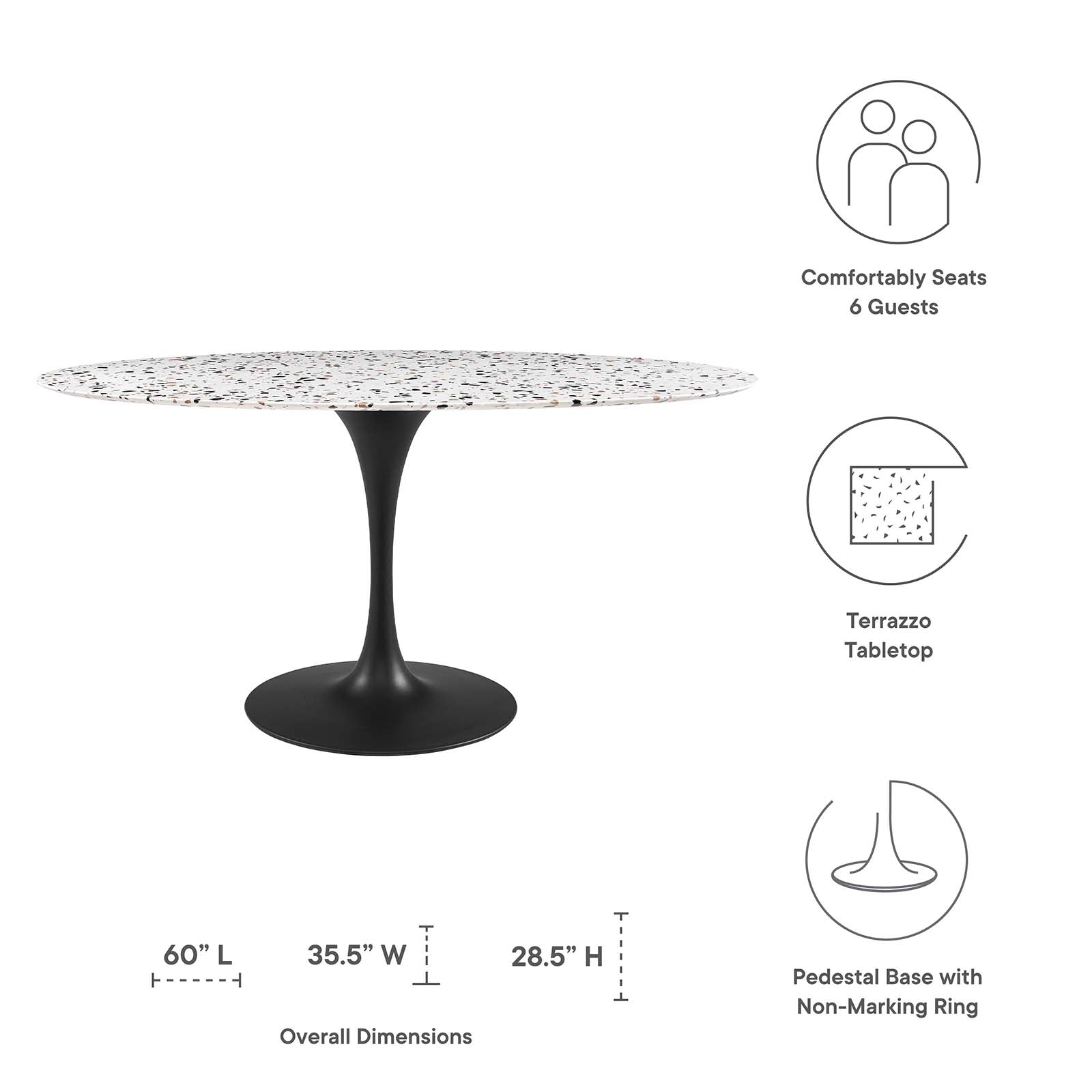 Lippa 60" Oval Terrazzo Dining Table by Modway
