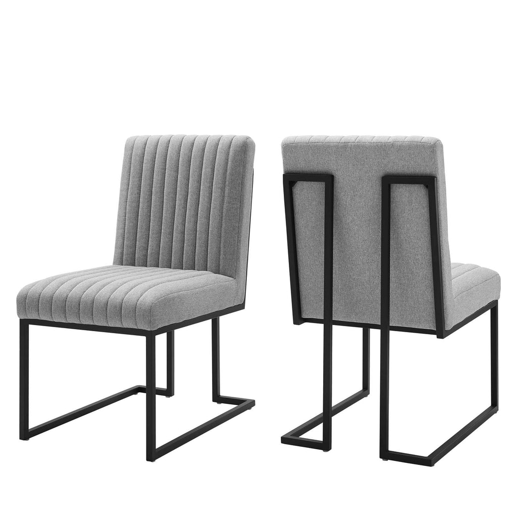 Indulge Channel Tufted Fabric Dining Chairs Set of 2 by Modway