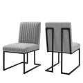 Indulge Channel Tufted Fabric Dining Chairs Set of 2 by Modway