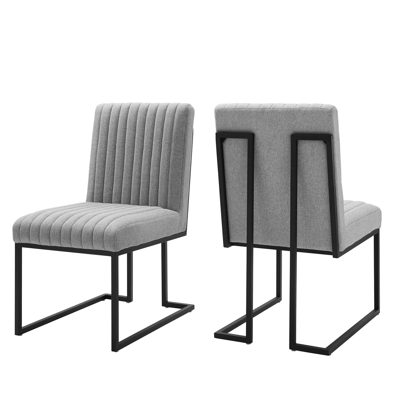 Indulge Channel Tufted Fabric Dining Chairs Set of 2 by Modway