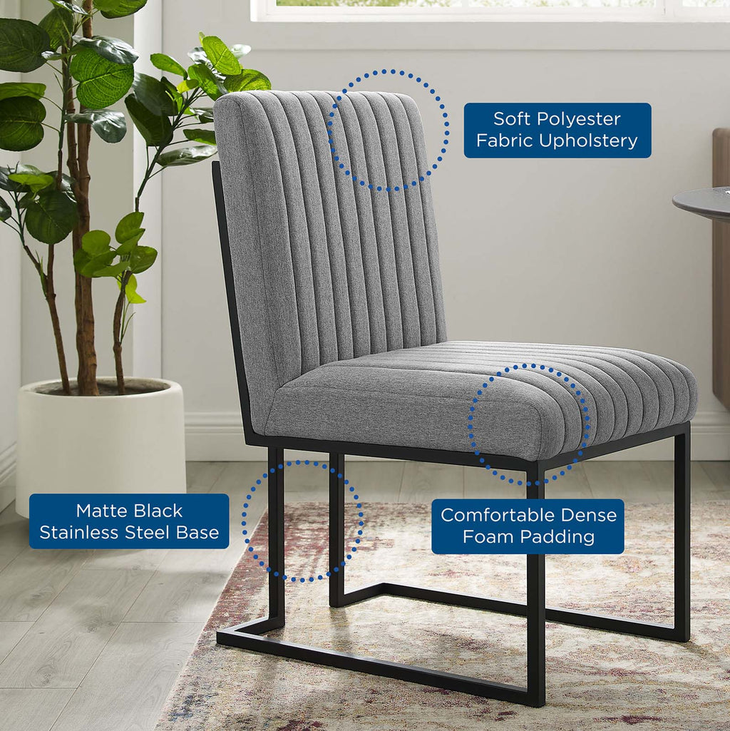Indulge Channel Tufted Fabric Dining Chairs Set of 2 by Modway
