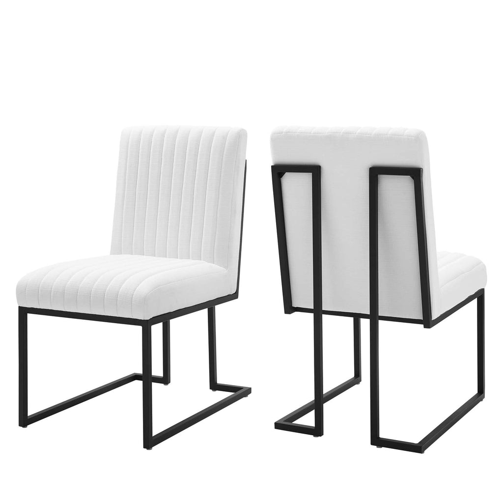 Indulge Channel Tufted Fabric Dining Chairs Set of 2 by Modway