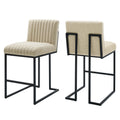 Indulge Channel Tufted Fabric Counter Stools Set of 2 by Modway