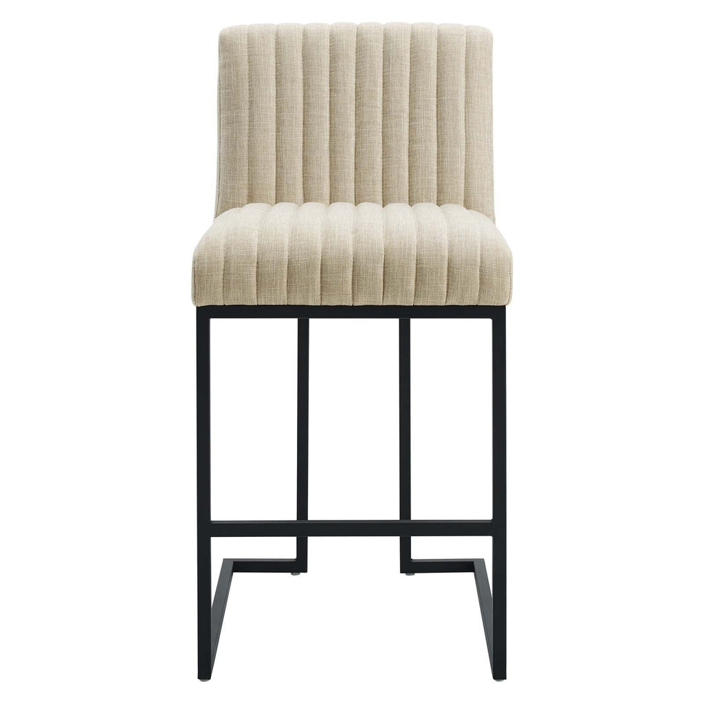 Indulge Channel Tufted Fabric Counter Stools Set of 2 by Modway