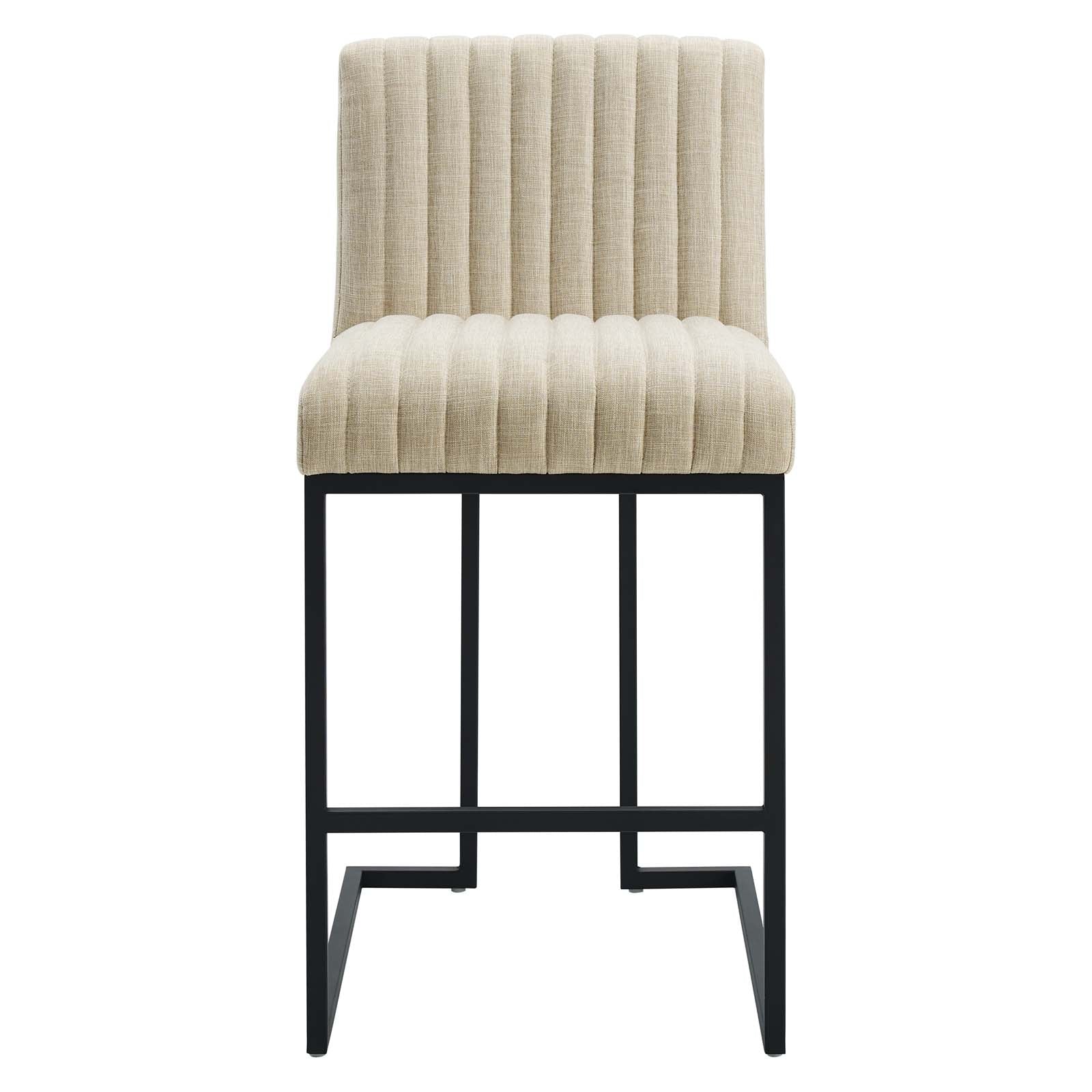 Indulge Channel Tufted Fabric Counter Stools Set of 2 by Modway