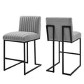 Indulge Channel Tufted Fabric Counter Stools Set of 2 by Modway