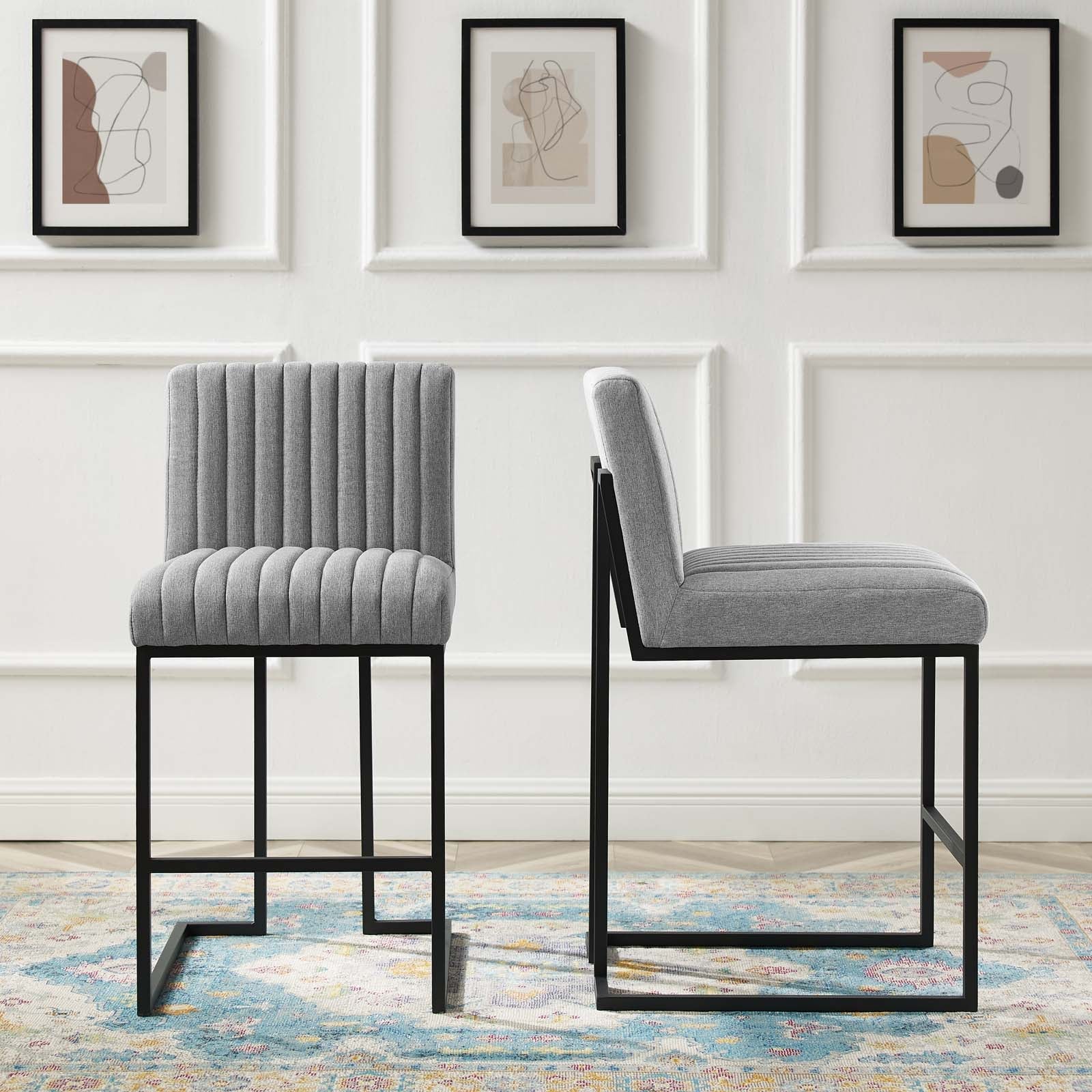 Indulge Channel Tufted Fabric Counter Stools Set of 2 by Modway
