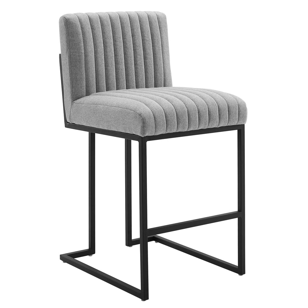 Indulge Channel Tufted Fabric Counter Stools Set of 2 by Modway