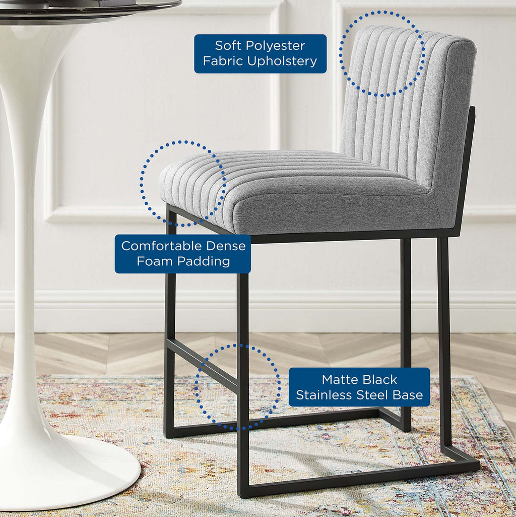 Indulge Channel Tufted Fabric Counter Stools Set of 2 by Modway