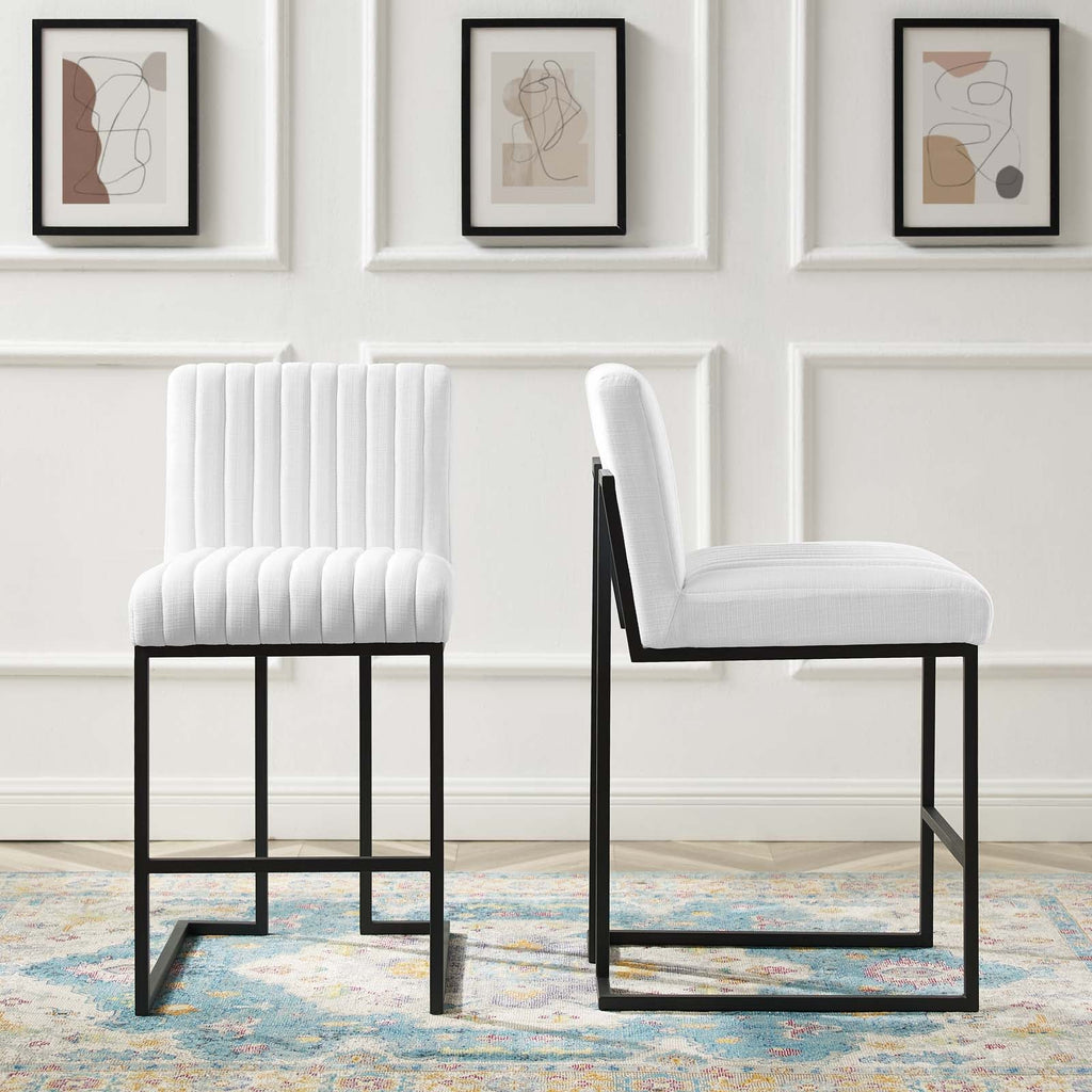 Indulge Channel Tufted Fabric Counter Stools Set of 2 by Modway