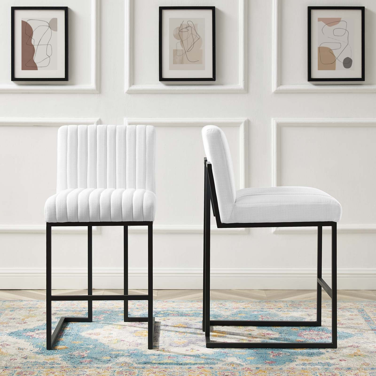 Indulge Channel Tufted Fabric Counter Stools Set of 2 by Modway