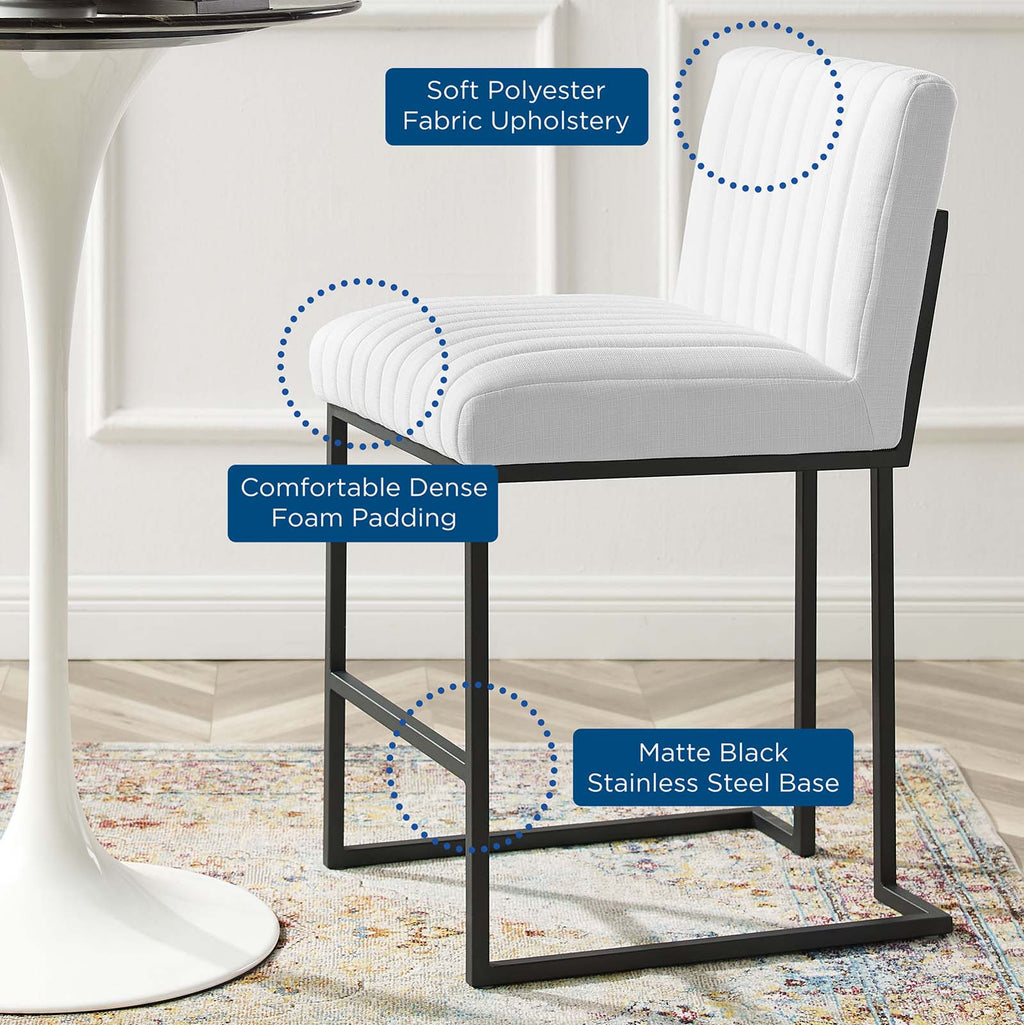 Indulge Channel Tufted Fabric Counter Stools Set of 2 by Modway