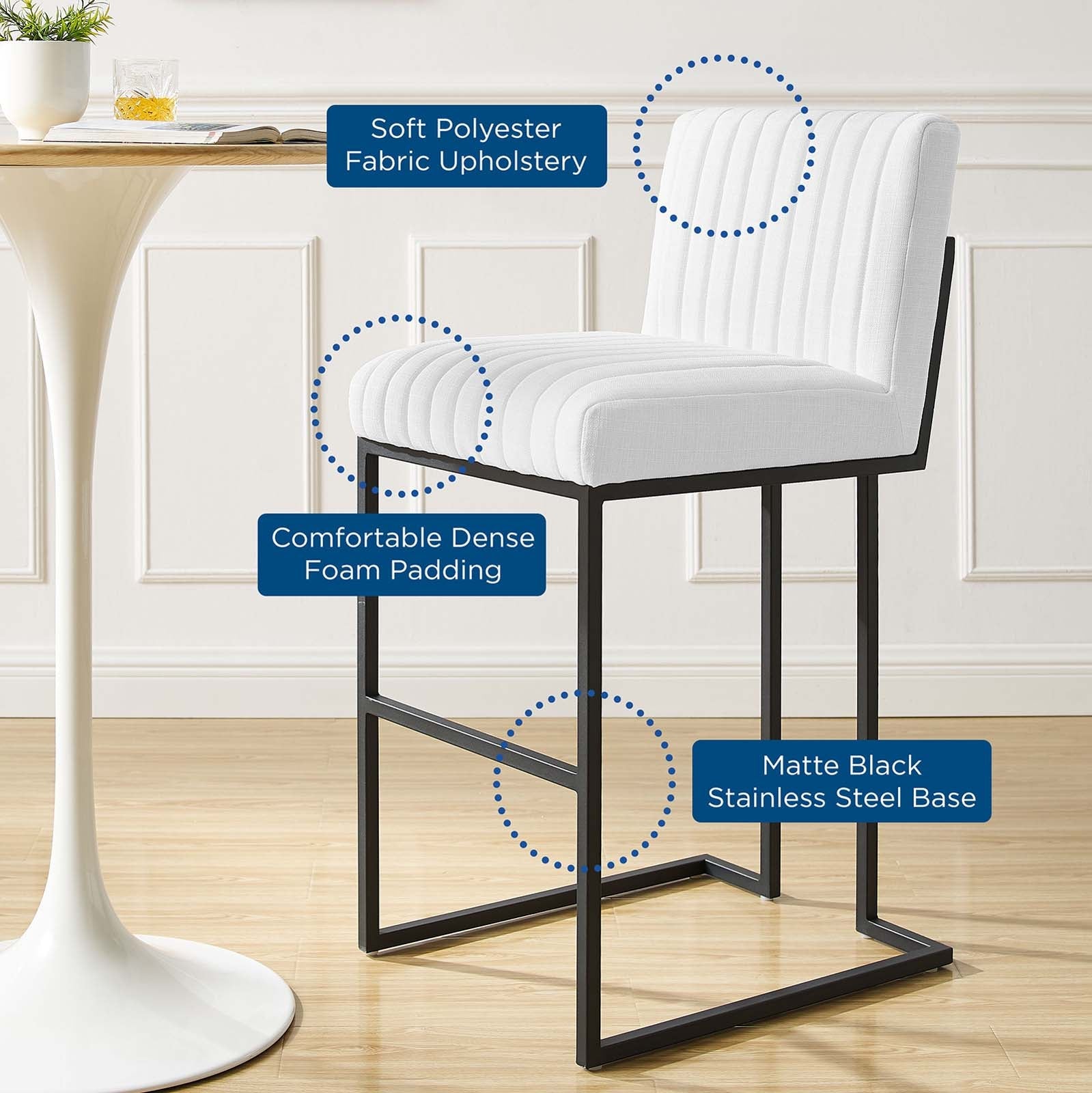 Indulge Channel Tufted Fabric Bar Stools by Modway