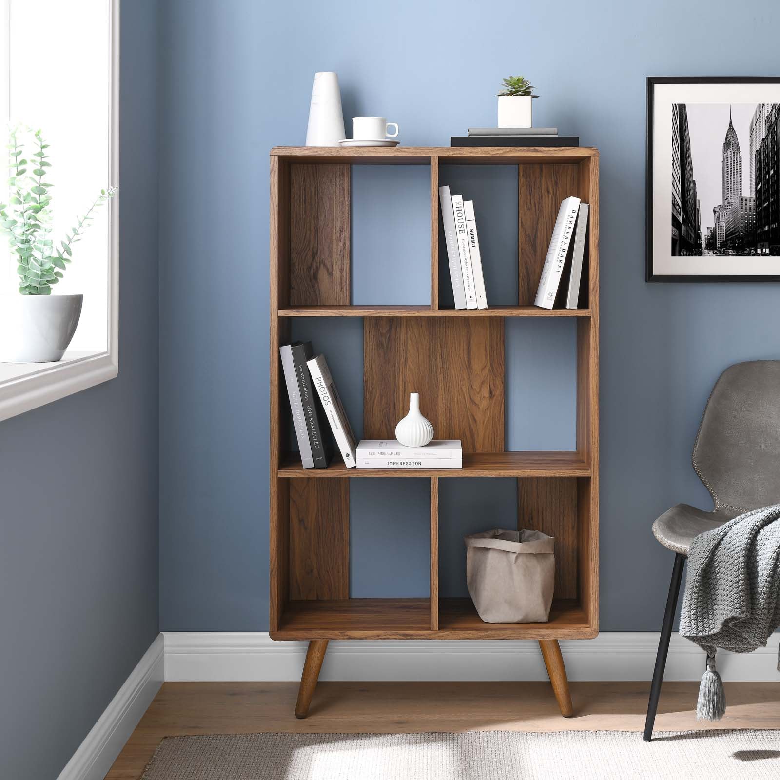 Transmit 5 Shelf Wood Grain Bookcase by Modway