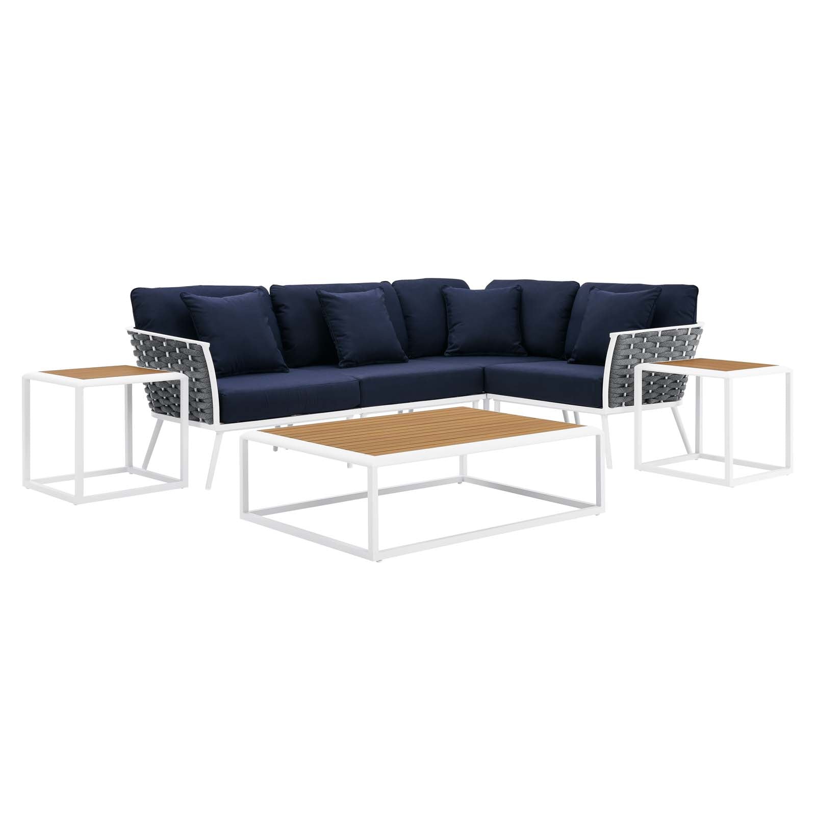 Stance 7 Piece Outdoor Patio Aluminum Sectional Sofa Set by Modway